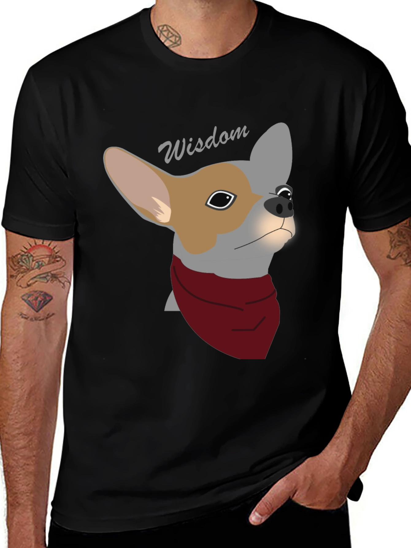 Wisdom Dog Graphic Tee - Unisex Black T-Shirt