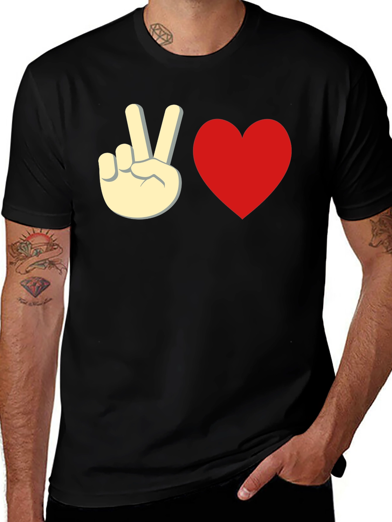 Variant 23 of Peace & Love Black Graphic Tee - Unisex