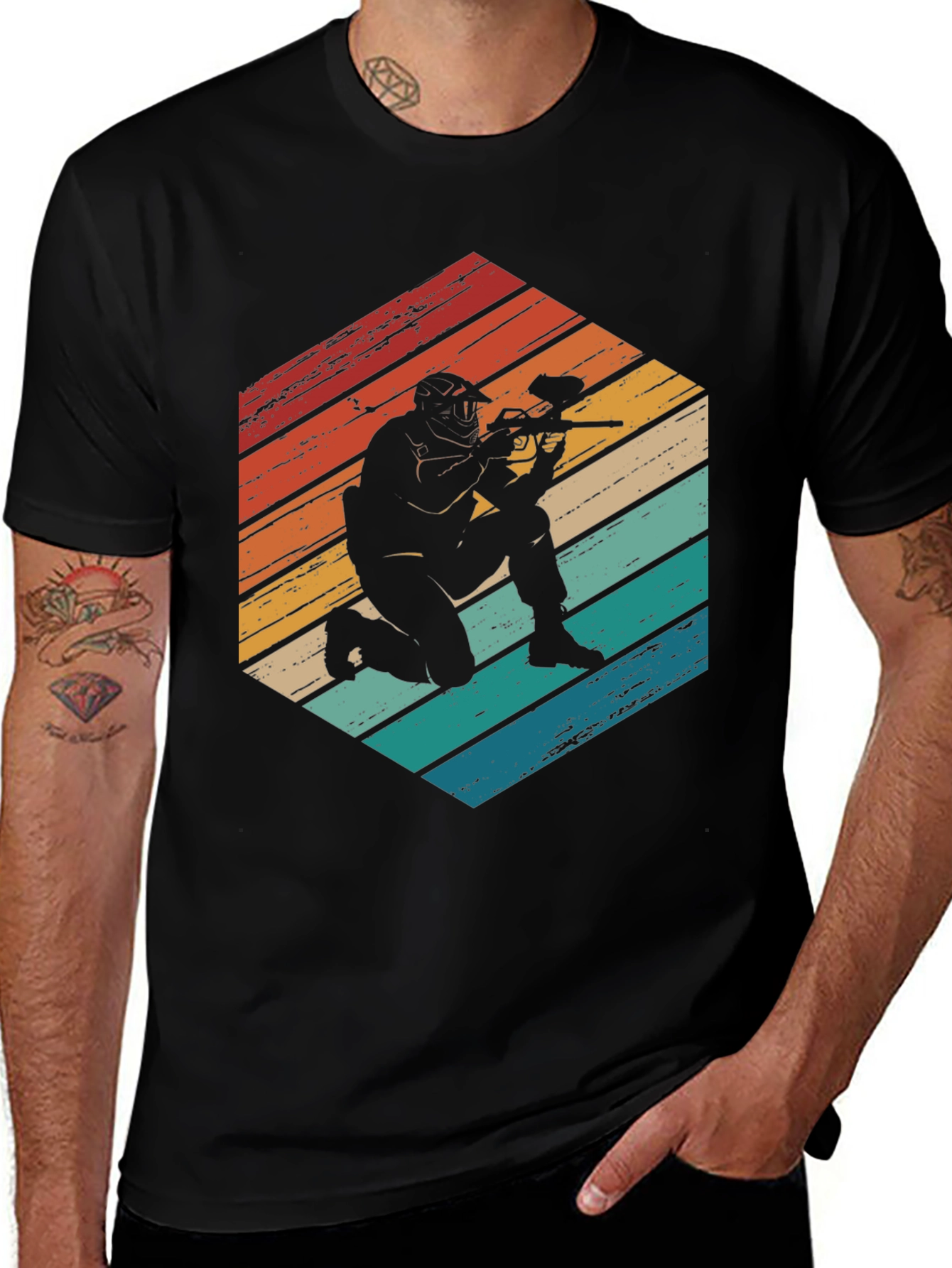 Variant 9 of Paintball Player Graphic Tee - Retro Style
