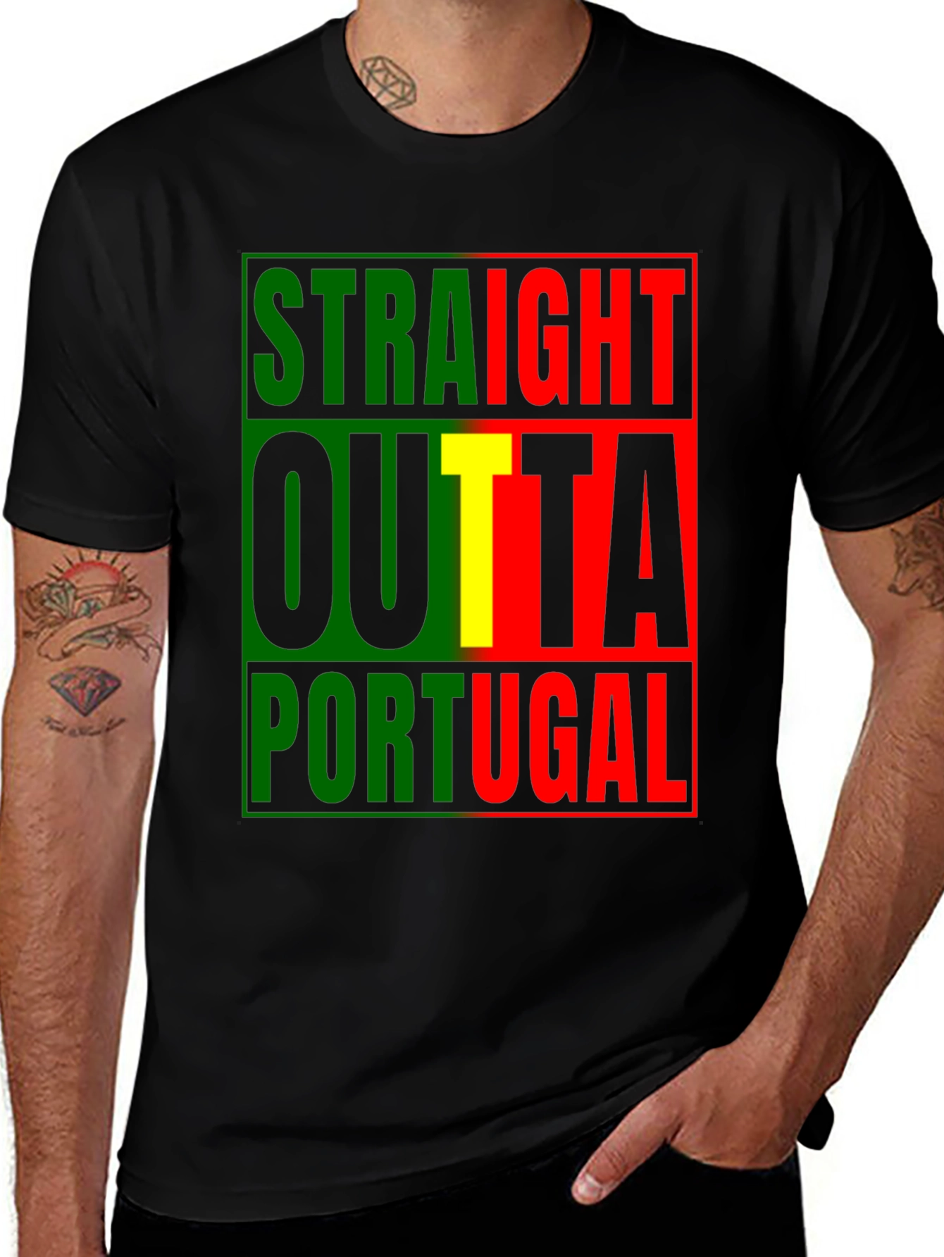 Straight Outta Portugal Graphic Tee - Black Cotton T-Shirt