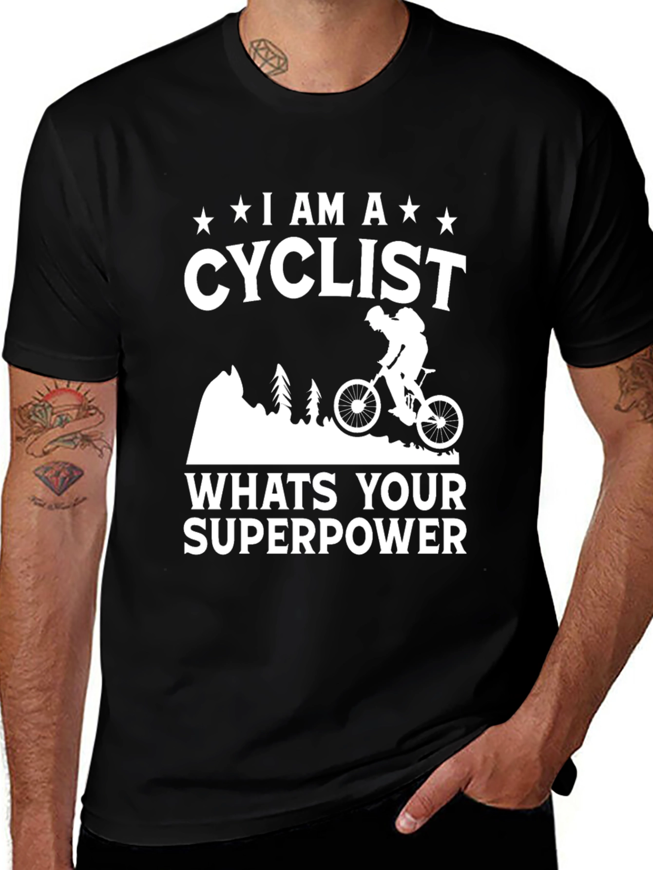 Variant 15 of I Am A Cyclist T-Shirt - What's Your Superpower?
