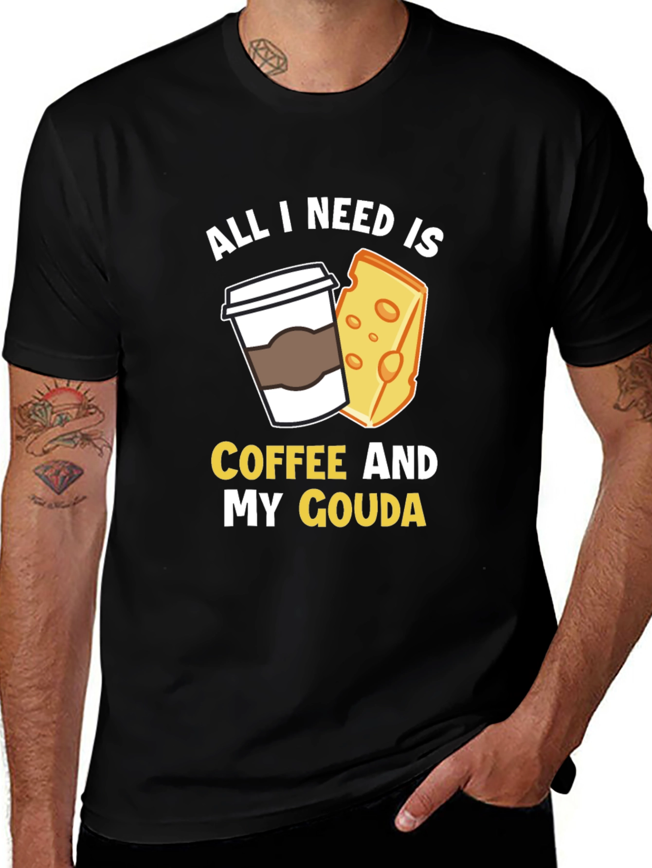 Variant 2 of Coffee and Gouda T-Shirt - Funny Foodie Tee