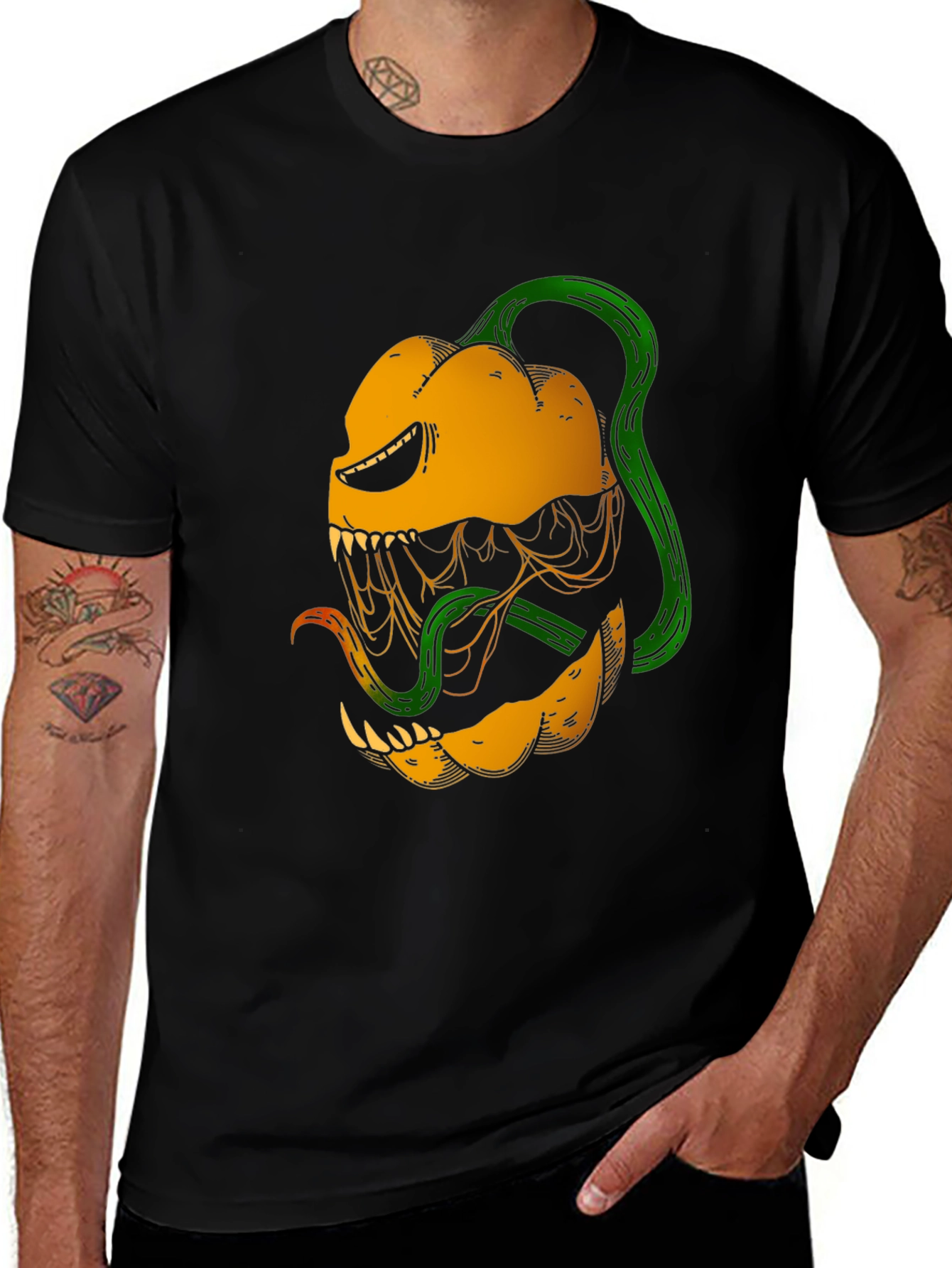 Variant 30 of Monster Pumpkin Graphic T-Shirt - Halloween Ready!