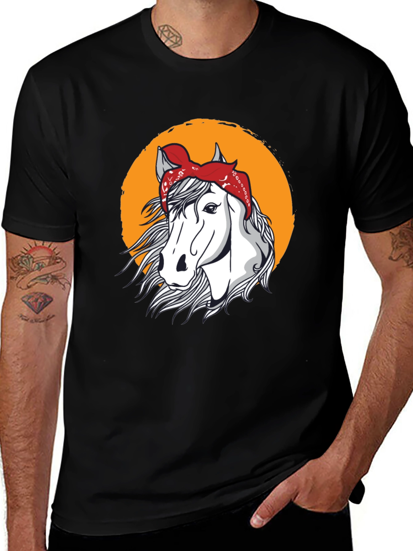 Variant 12 of Horse Bandana T-Shirt - Black