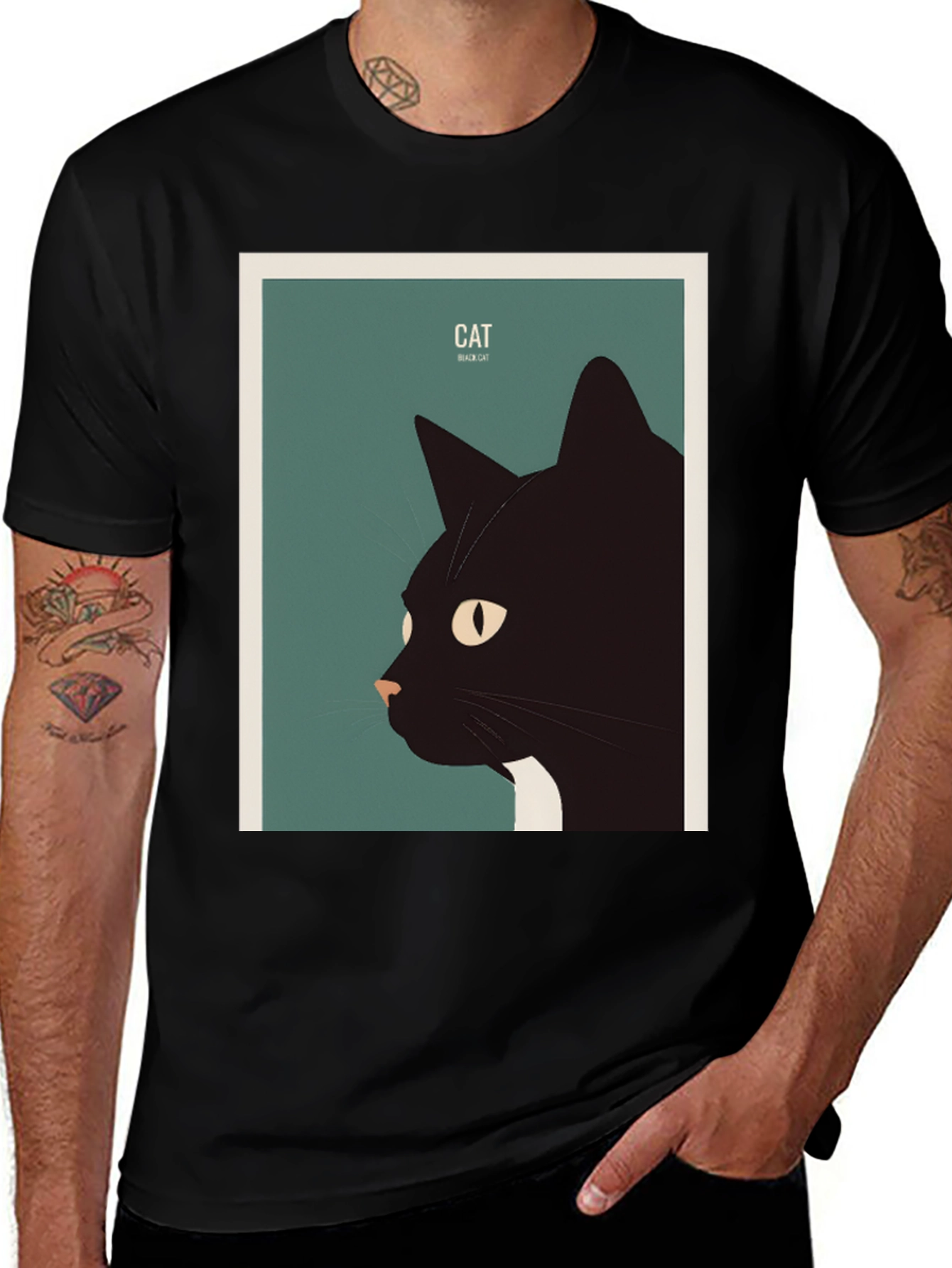 Variant 16 of Black Cat Graphic Tee - Stylish Animal Lover Shirt