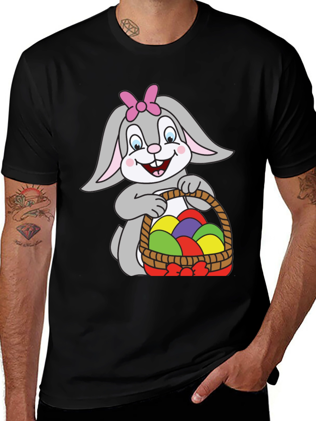 Variant 24 of Cute Easter Bunny with Basket Graphic Tee