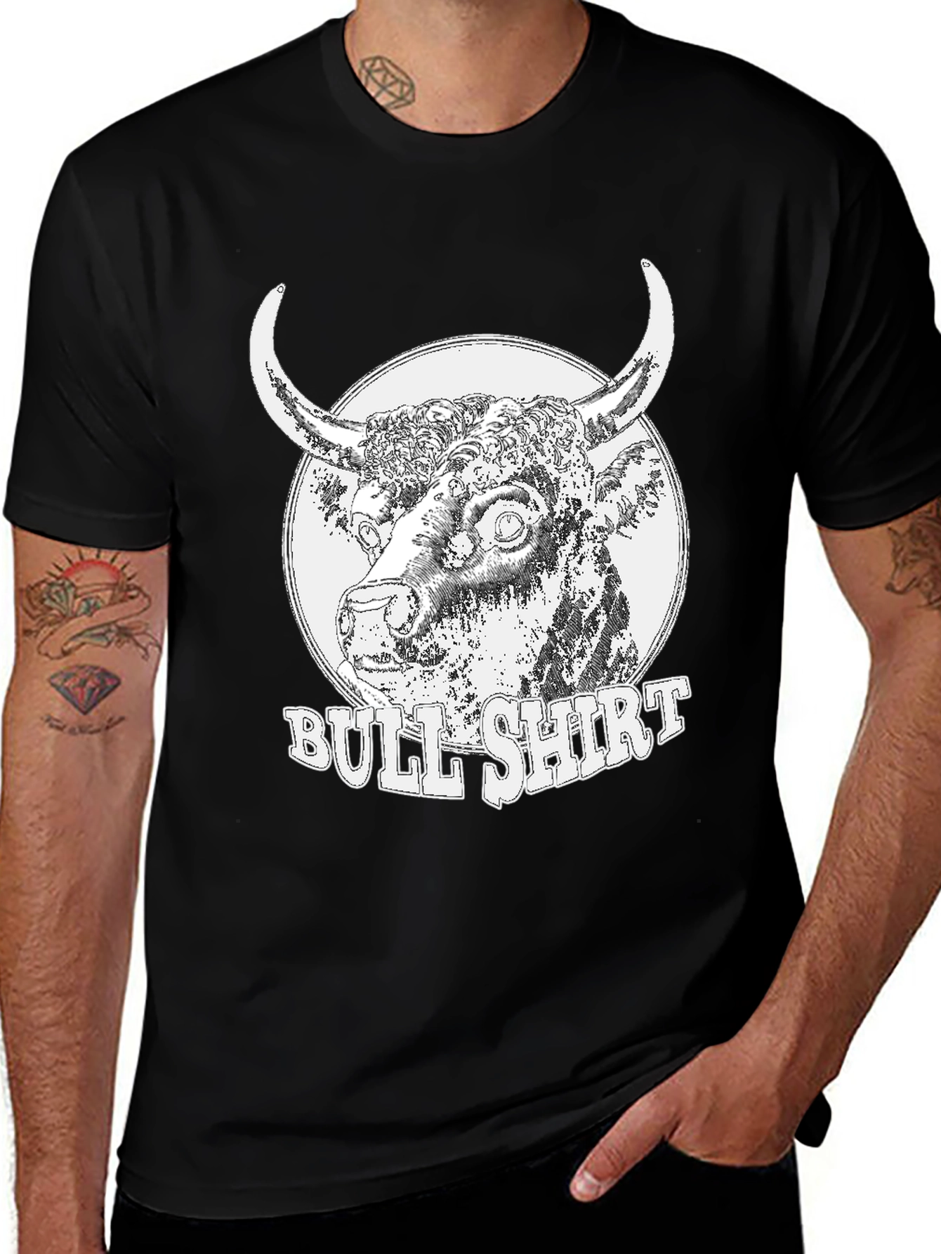 Variant 6 of Bull Shirt Graphic Tee - Black Cotton T-Shirt