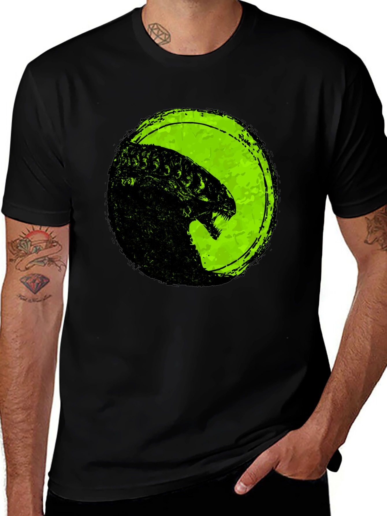 Variant 9 of Alien Xenomorph Graphic T-Shirt - Black Cotton Tee