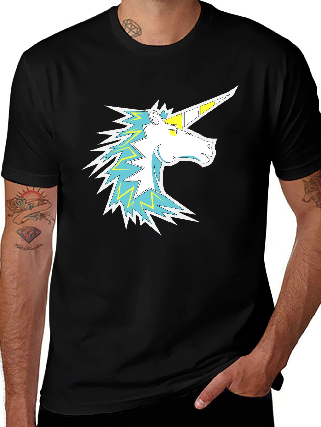 Variant 19 of Unicorn Graphic Tee - Stylish Men's Black T-Shirt