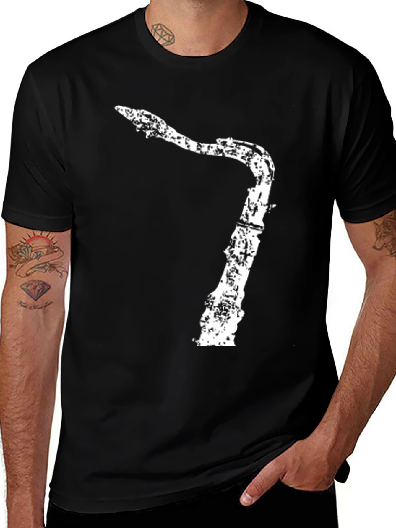 Variant 16 of Saxophone Print Black T-Shirt - Music Lover Tee