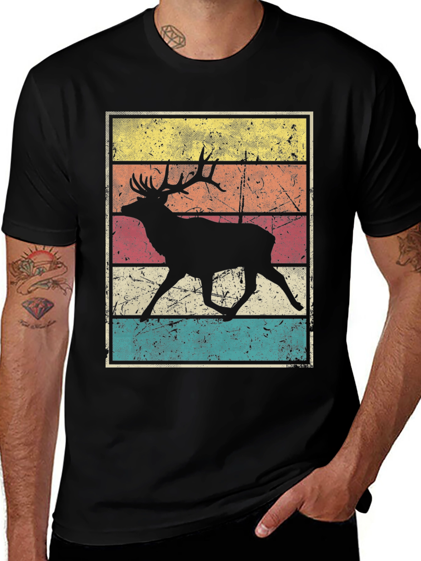 Variant 23 of Retro Deer Silhouette Graphic Tee