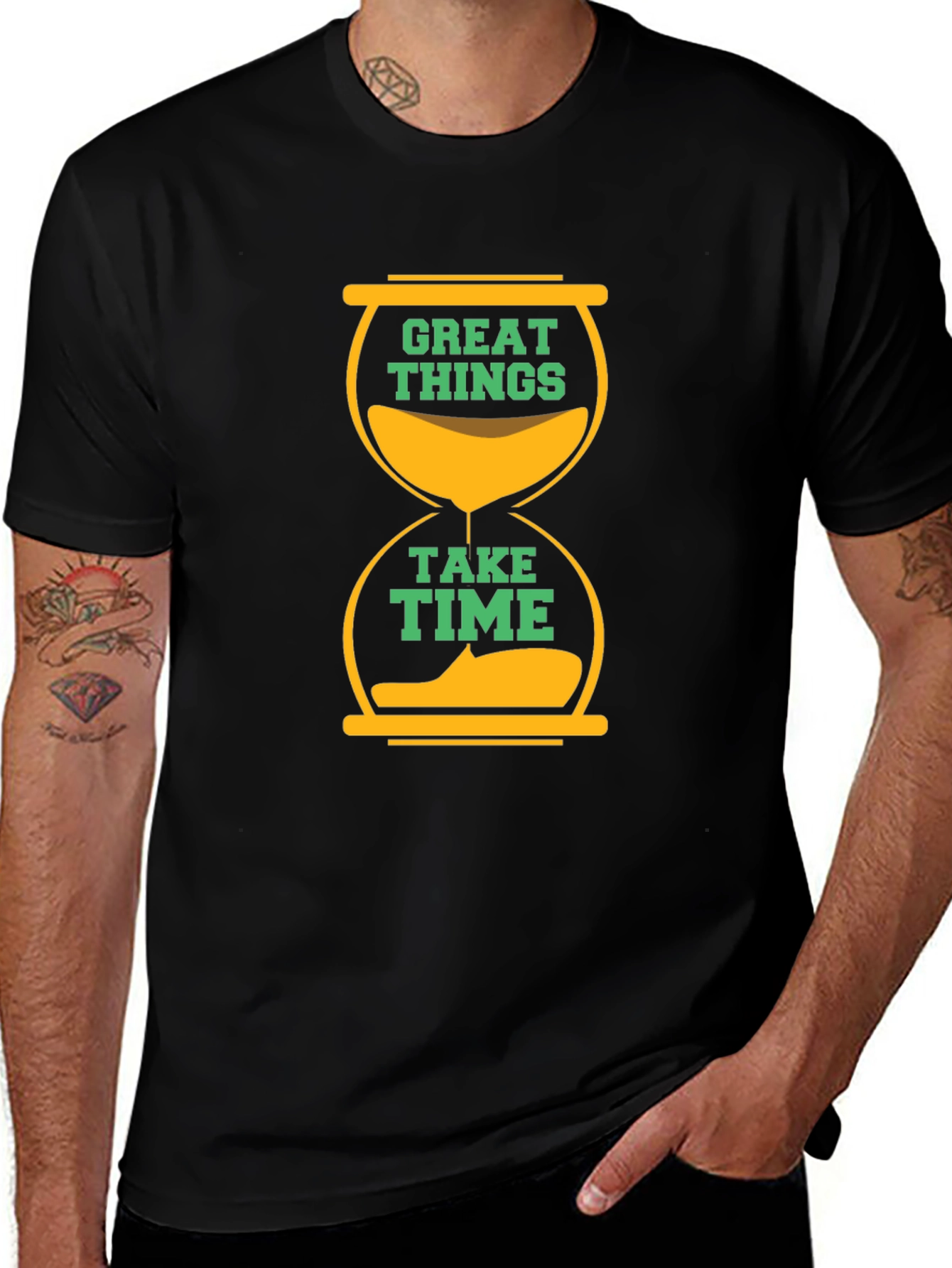 Variant 25 of Great Things Take Time Black Graphic Tee