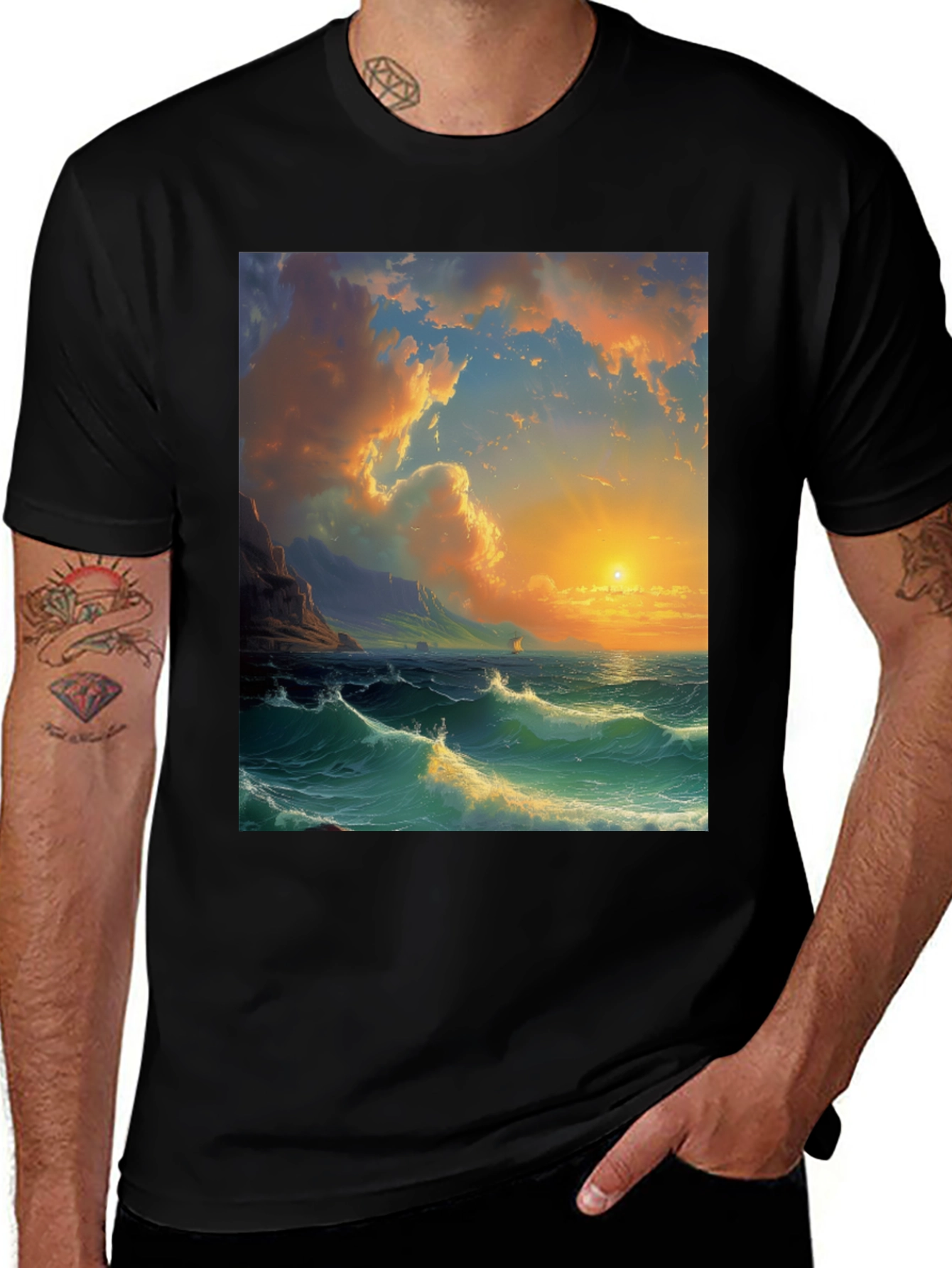 Variant 20 of Ocean Sunset Graphic T-Shirt