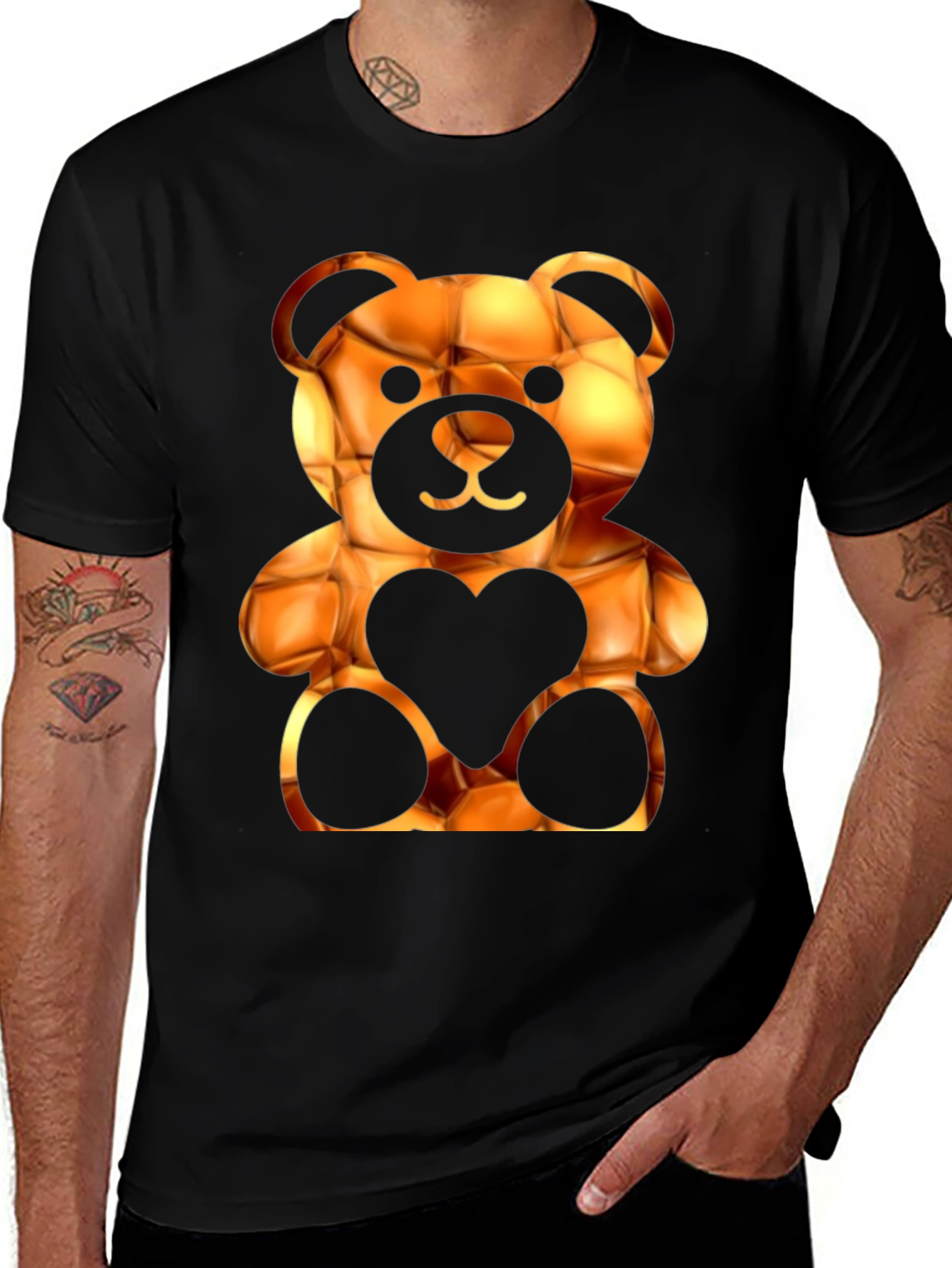 Variant 13 of Trendy Black Bear Heart Graphic Tee