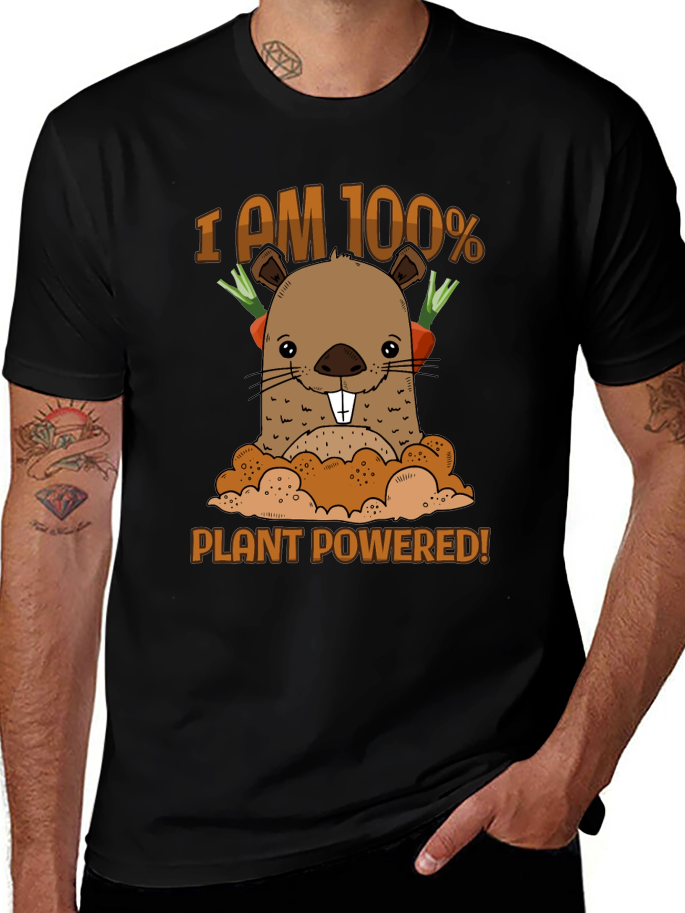 Variant 25 of Vegan Plant-Powered T-Shirt with Cute Animal Graphic