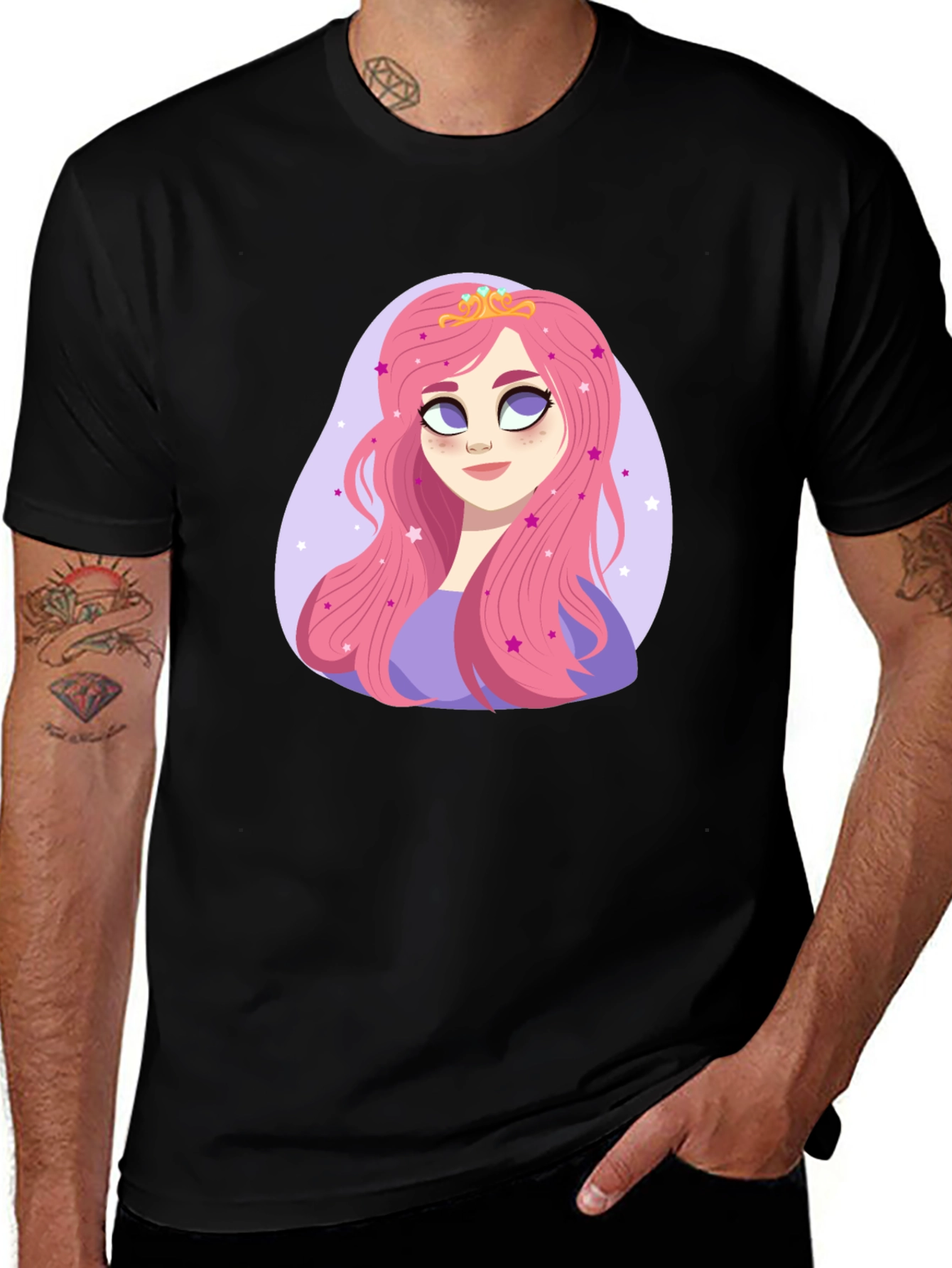 Variant 14 of Princess Pink Hair Cartoon Graphic Tee