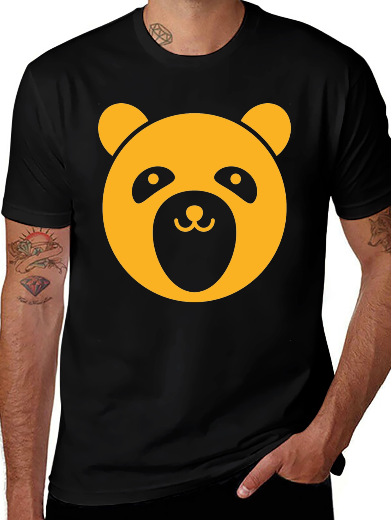 Variant 27 of Panda Graphic Tee - Black Crew Neck T-Shirt