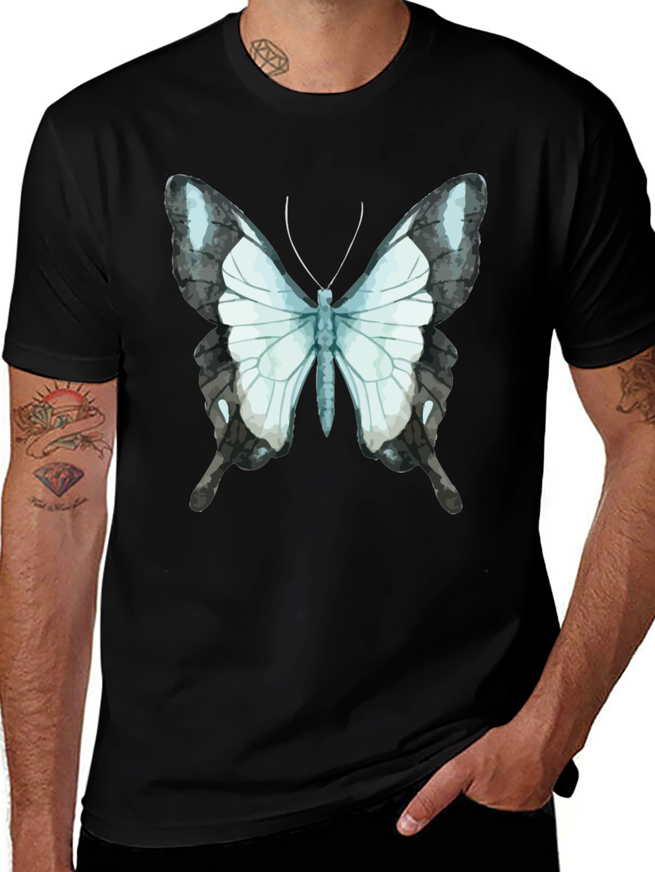 Variant 28 of Butterfly Graphic Tee - Black Cotton Blend