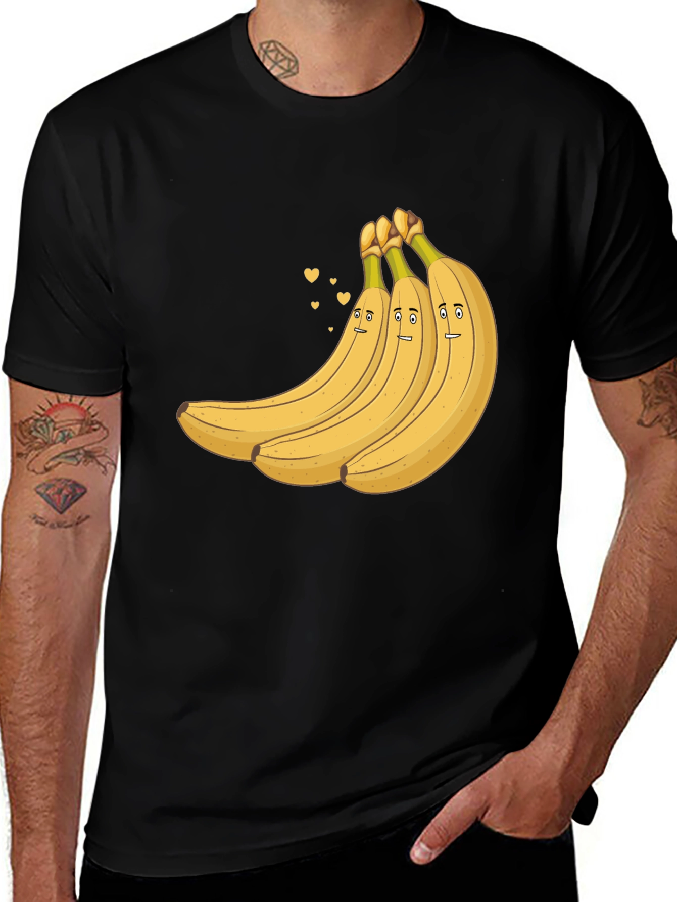 Funny Banana Cartoon Graphic Tee - Black T-Shirt