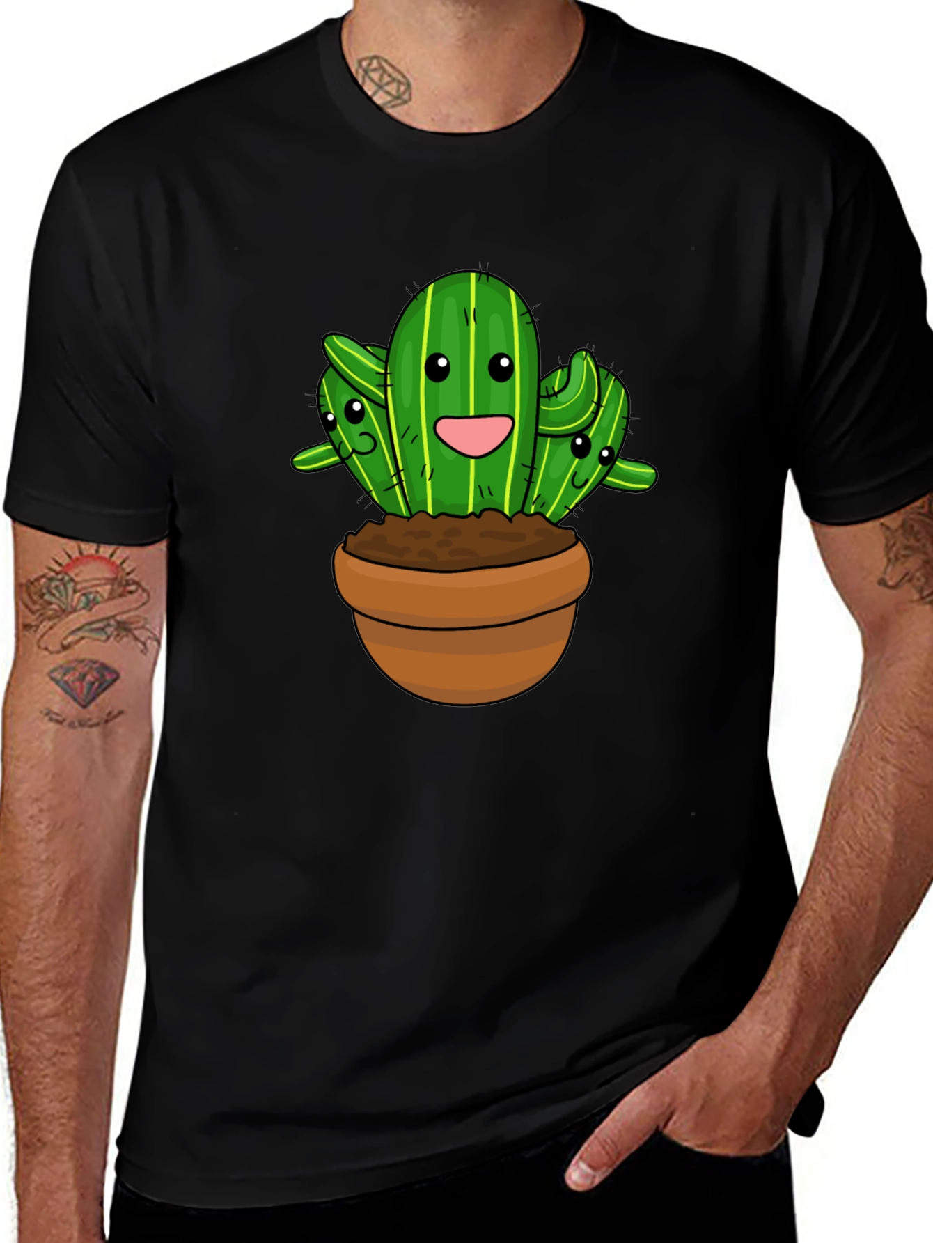 Variant 3 of Cute Cactus Graphic Black T-Shirt