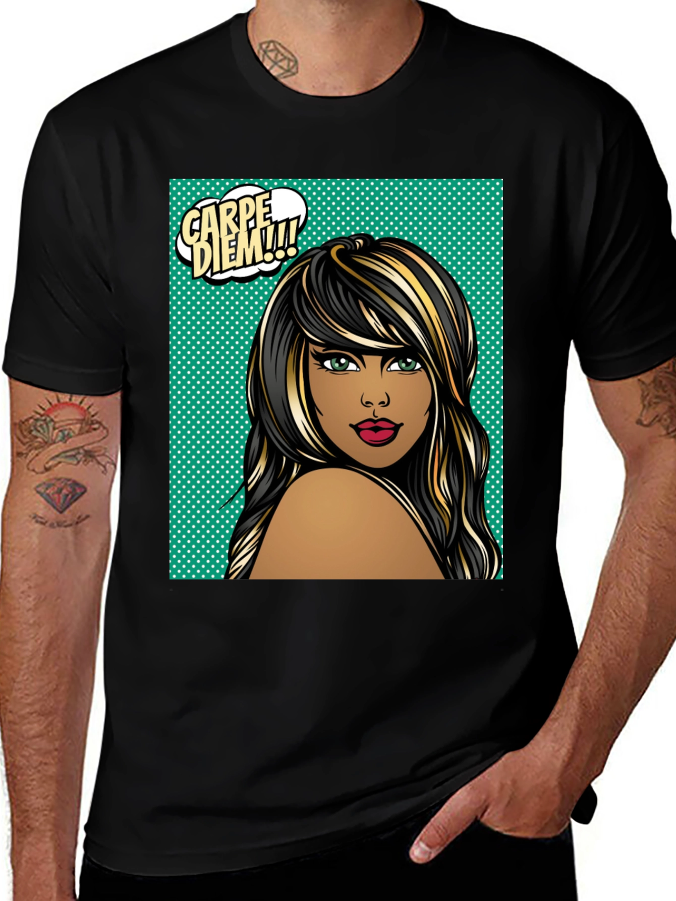 Variant 7 of Carpe Diem Woman Graphic Tee - Black T-Shirt