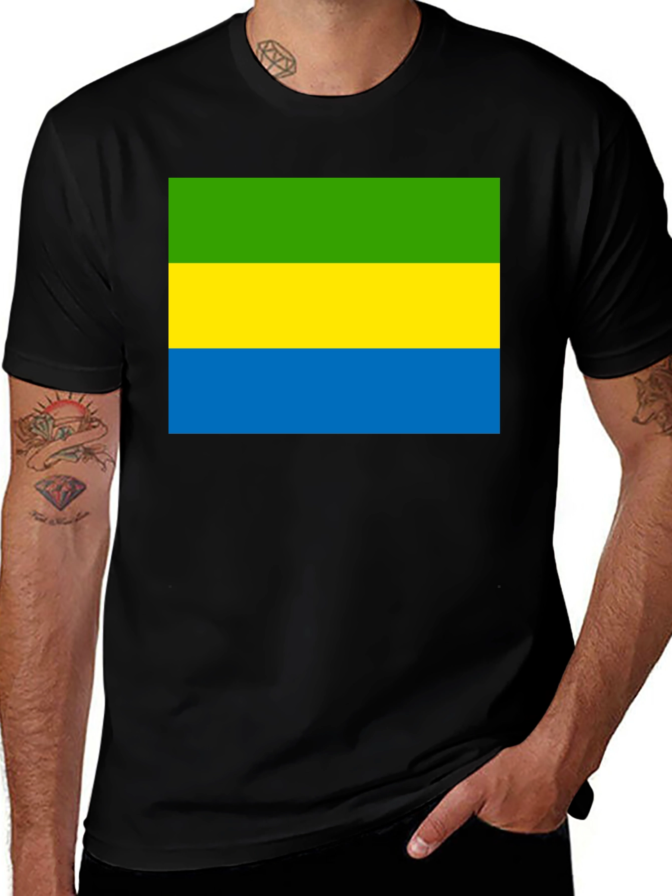 Variant 22 of Gabon Flag T-Shirt - Stylish National Pride Tee