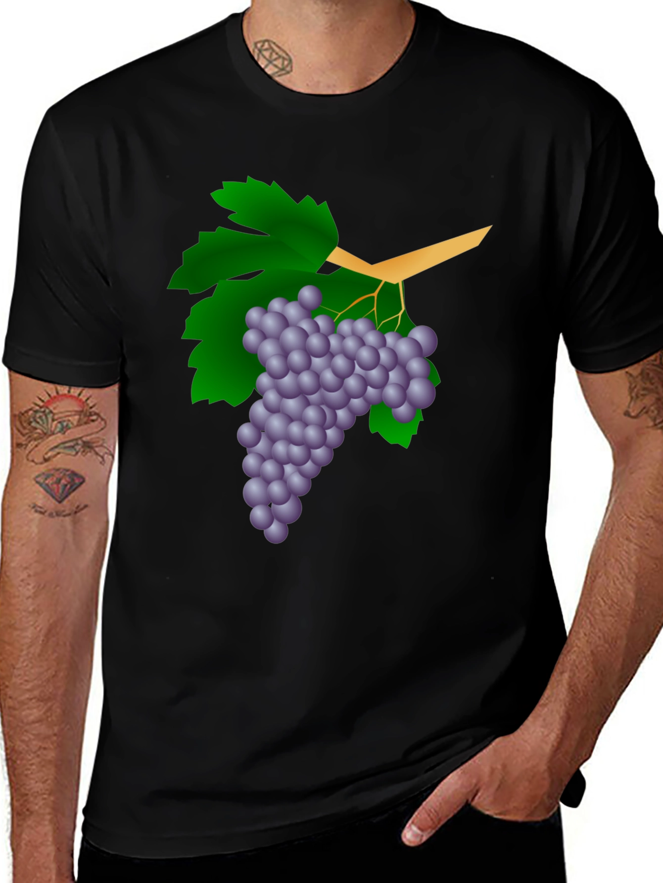 Variant 20 of Grapes Graphic Tee - Stylish Black T-Shirt