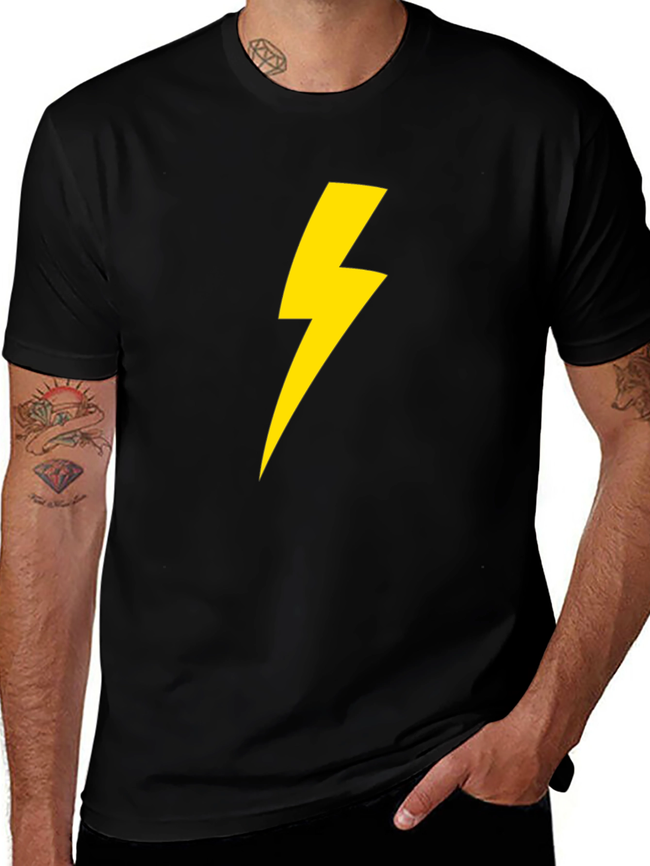 Variant 6 of Lightning Bolt Graphic Tee - Black Cotton T-Shirt