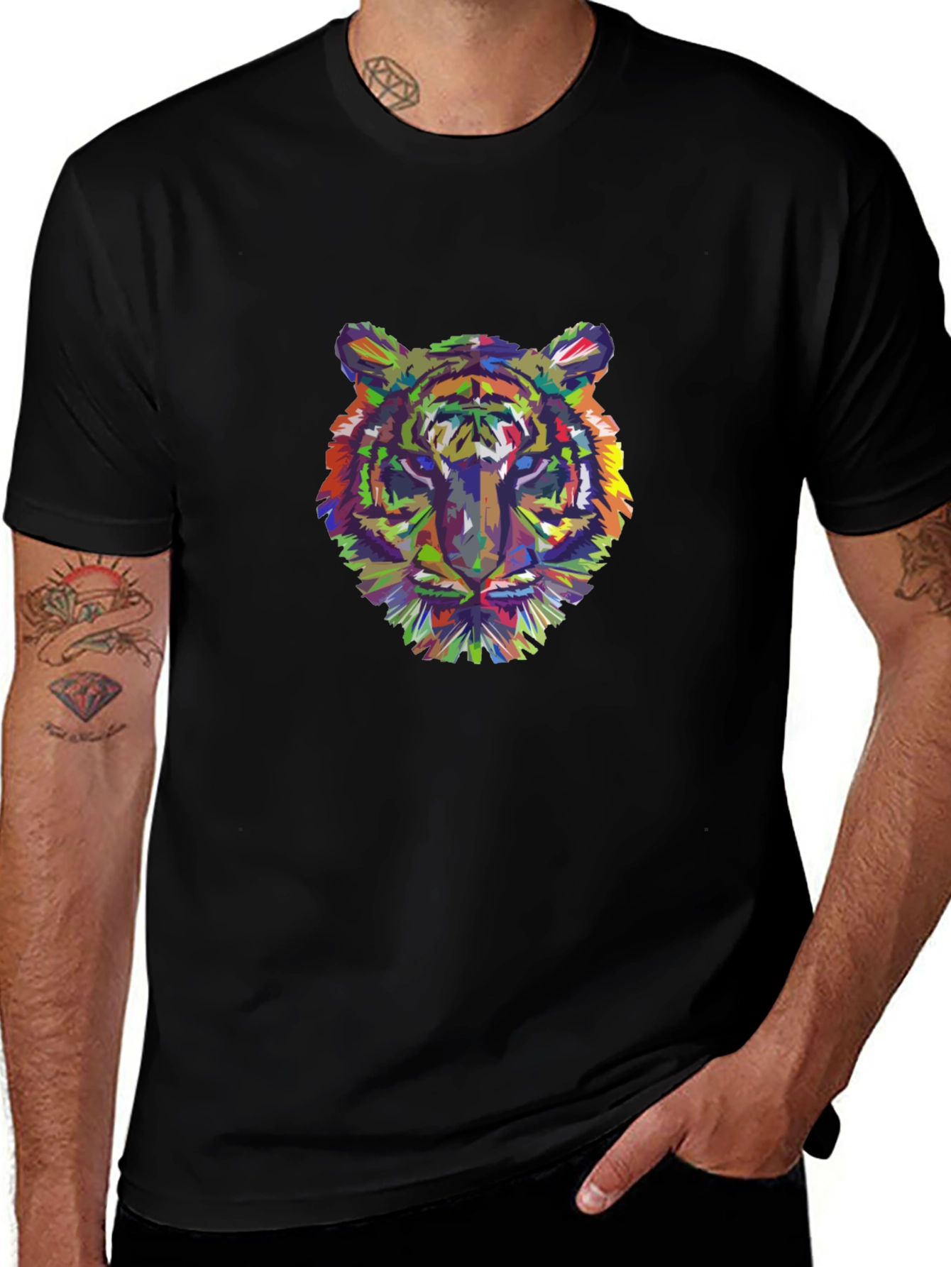 Variant 16 of Vibrant Tiger Graphic Black T-Shirt