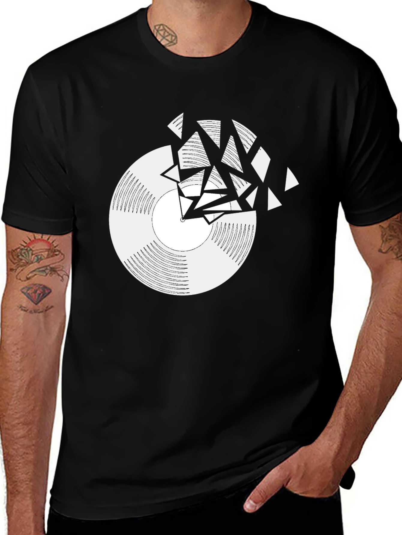 Variant 30 of Shattered Vinyl Record Graphic Tee - Black