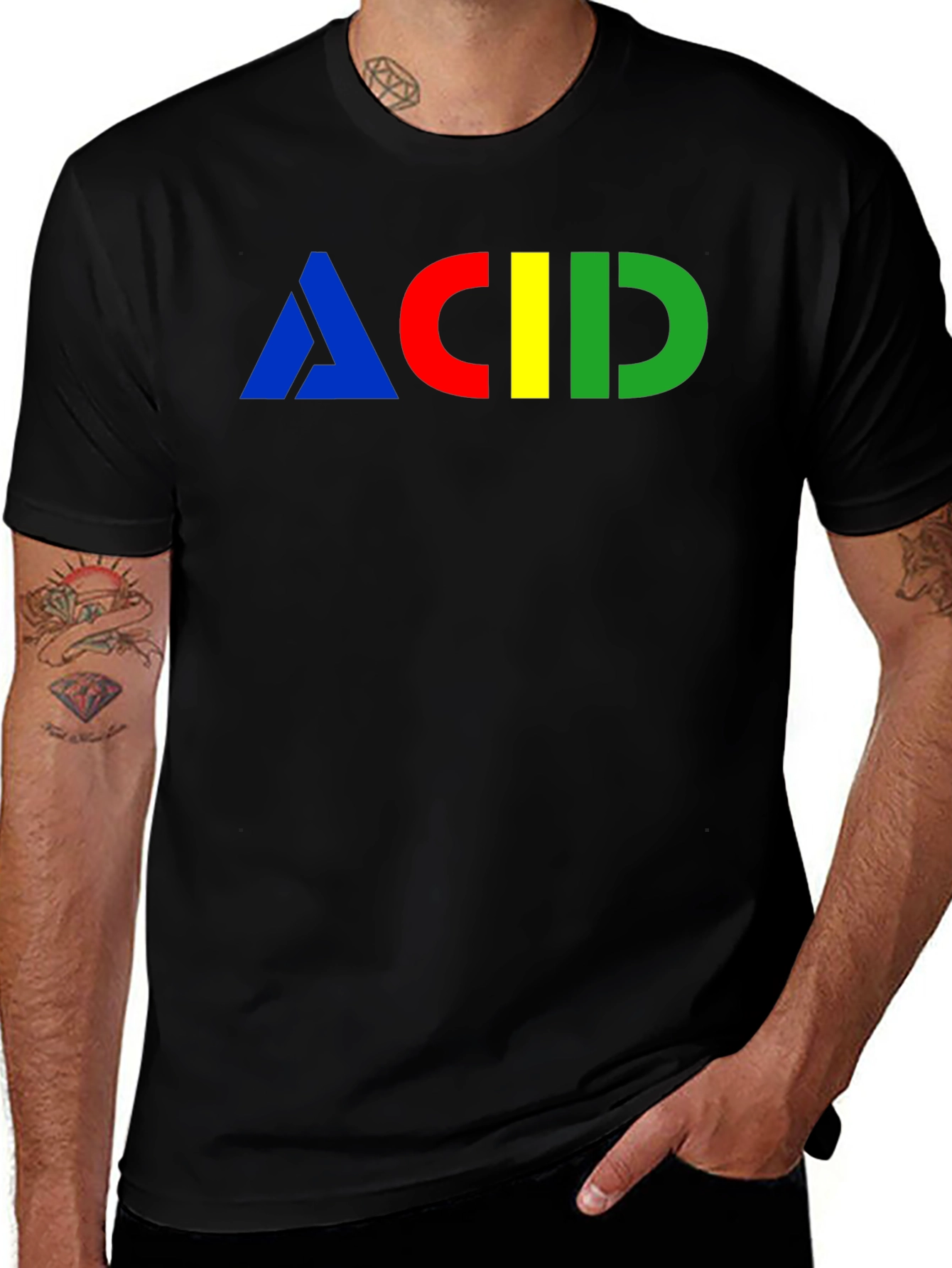 Variant 16 of ACID Colorful Graphic Print Black T-Shirt