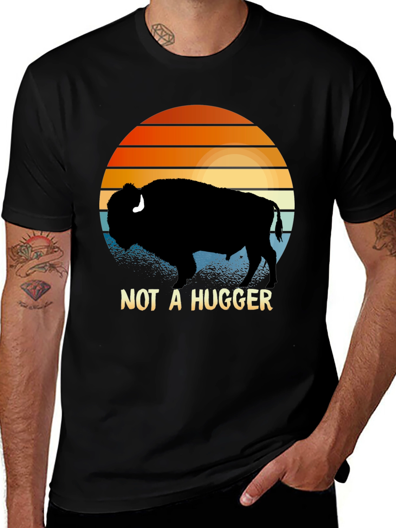 Variant 20 of Not A Hugger Bison T-Shirt