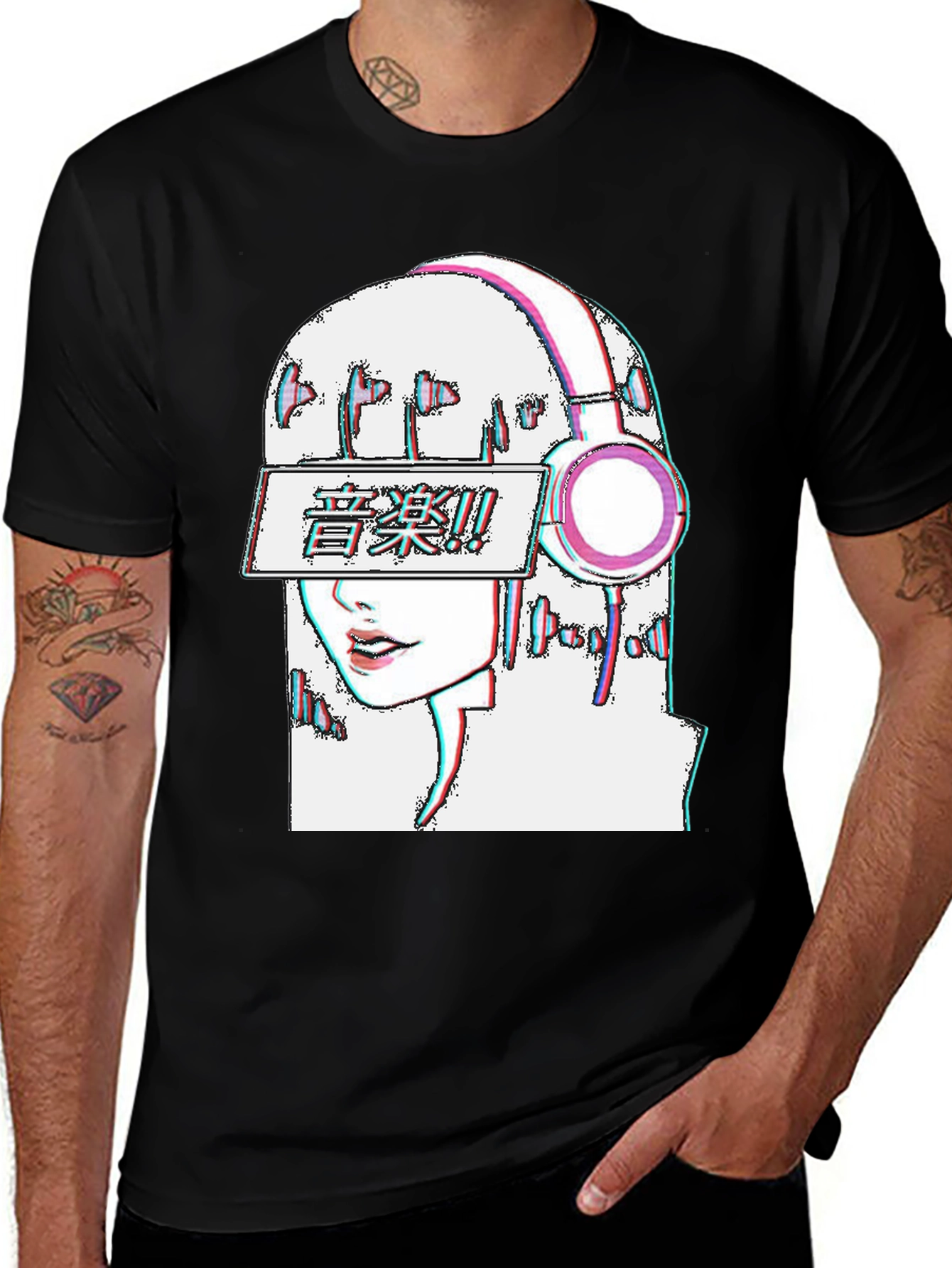 Variant 27 of Anime Girl Glitchcore Graphic Tee