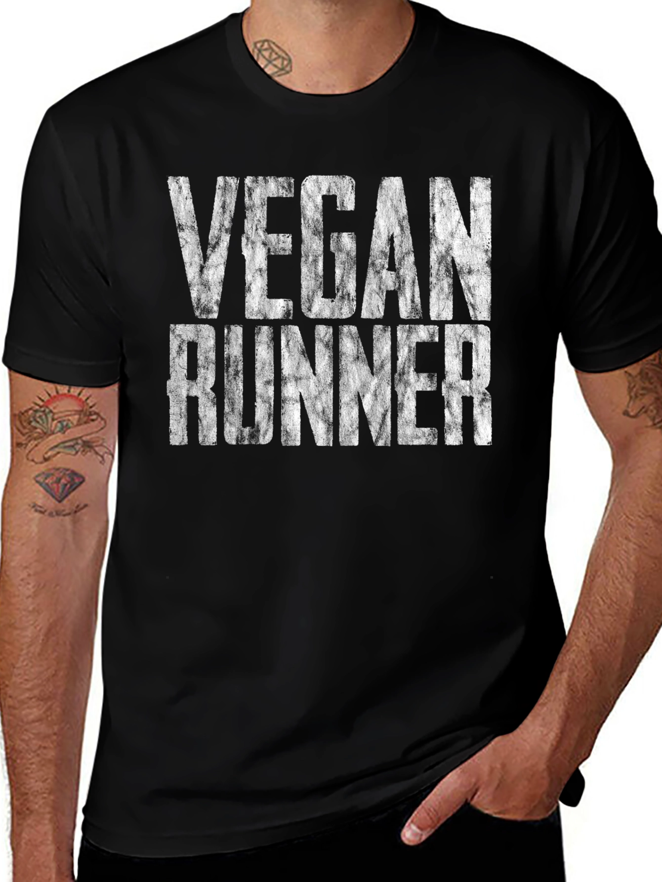 Black Vegan Runner Graphic Tee - Unisex Soft Cotton T-Shirt main image
