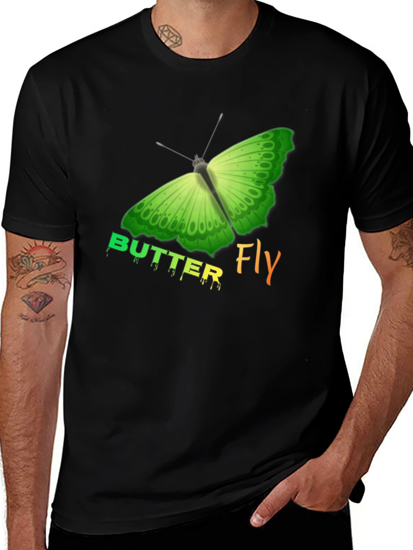 Variant 19 of Butterfly Graphic Print Black T-Shirt
