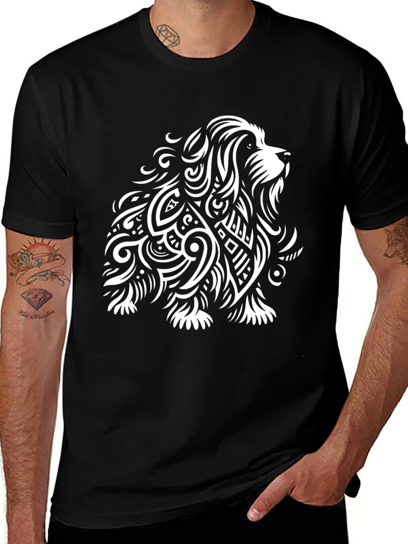 Variant 17 of Tribal Dog Graphic Tee - Modern Casual Style