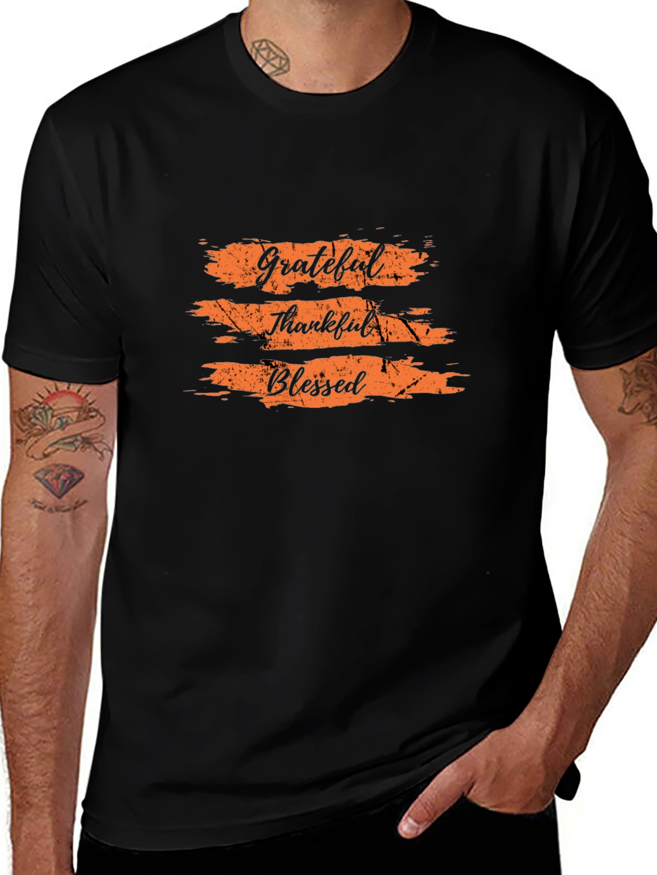 Variant 21 of Grateful Thankful Blessed Black T-Shirt