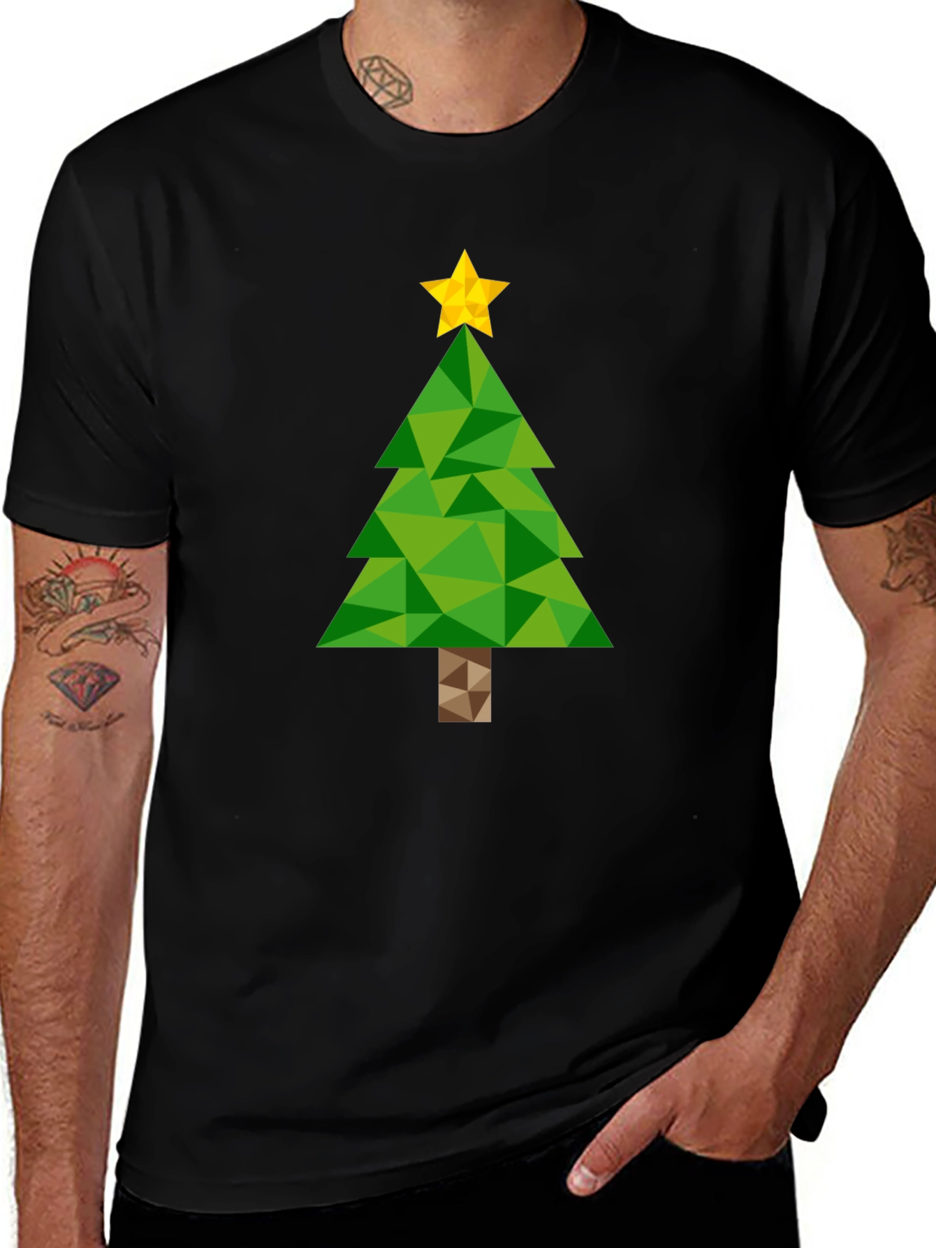 Variant 14 of Geometric Christmas Tree Graphic Tee