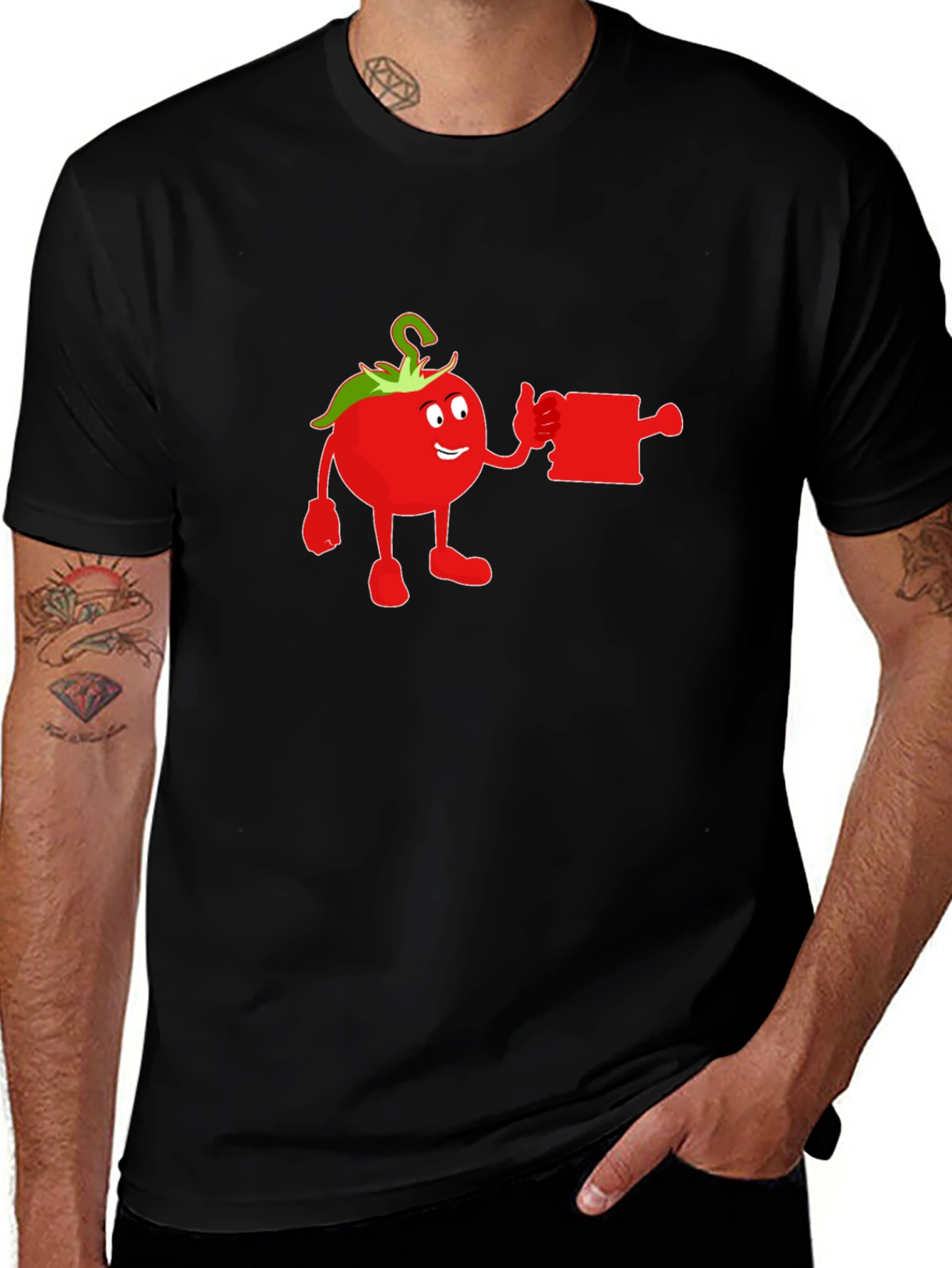 Whimsical Tomato Cartoon Graphic T-Shirt