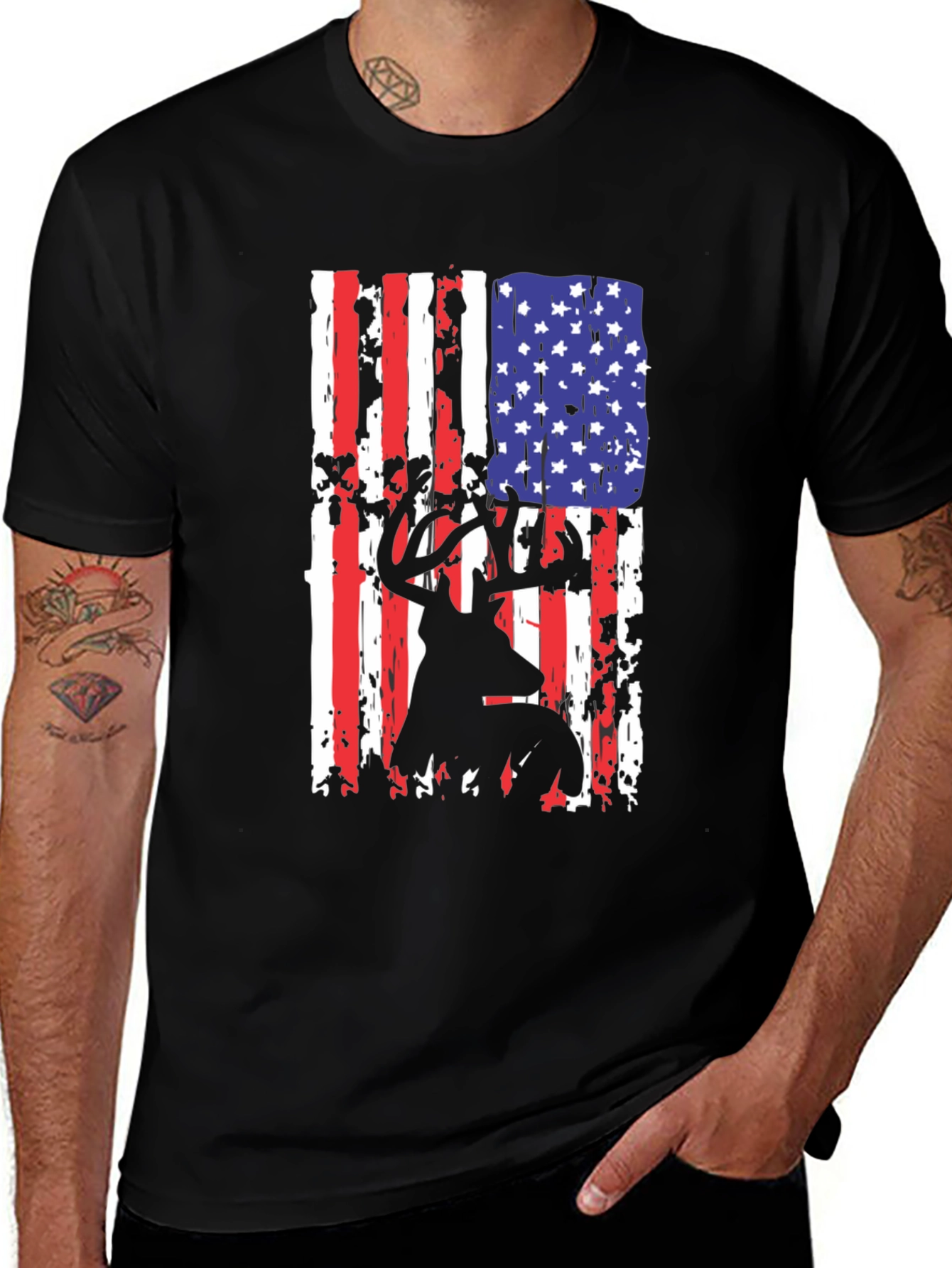 Variant 19 of American Flag Deer Graphic T-Shirt