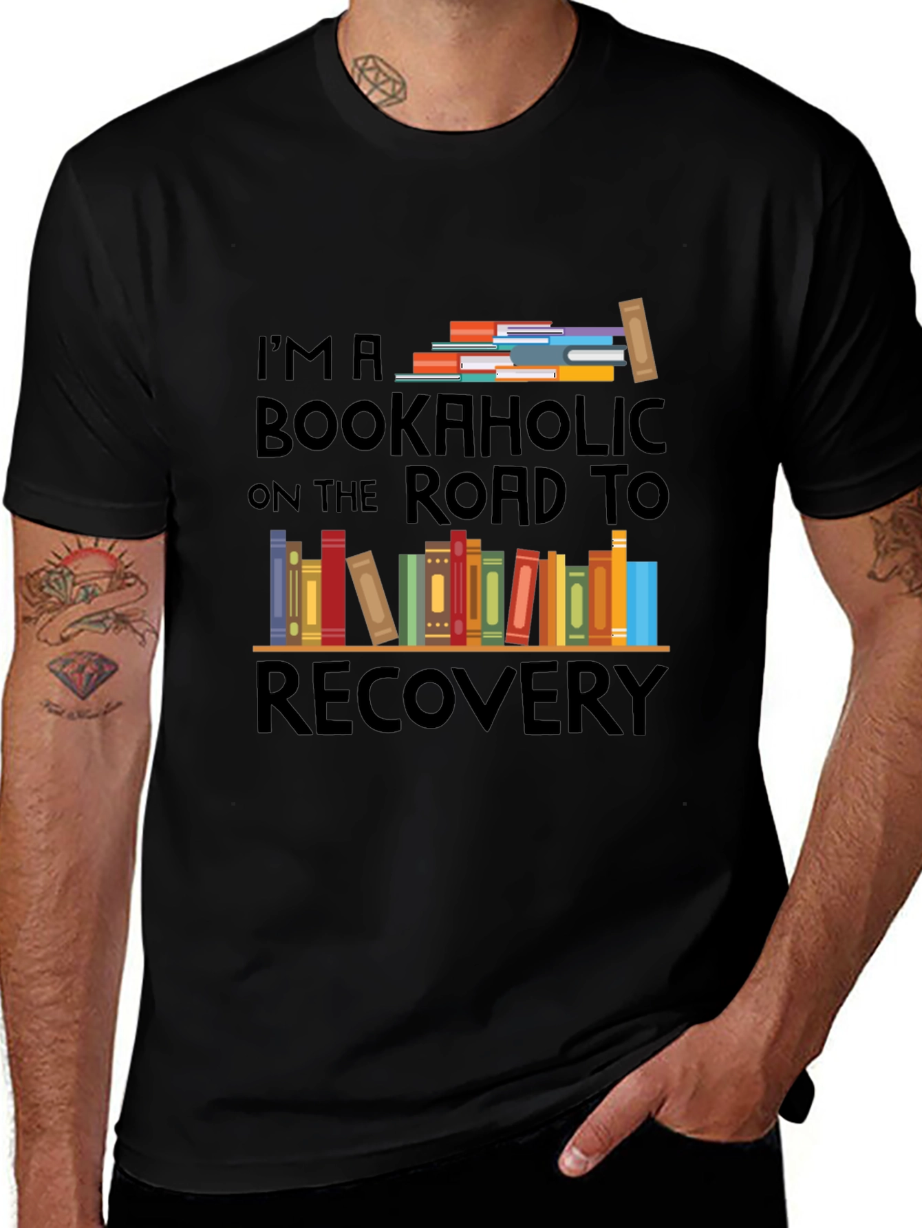 Variant 10 of Bookaholic Road To Recovery T-Shirt - Reader Tee