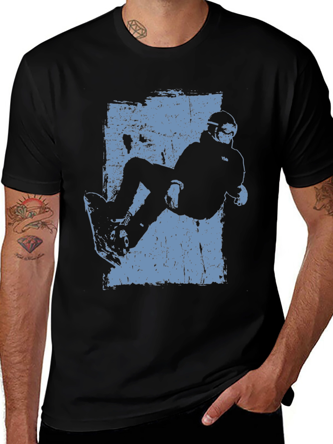 Variant 17 of Snowboarder Graphic Tee - Cool Black T-Shirt