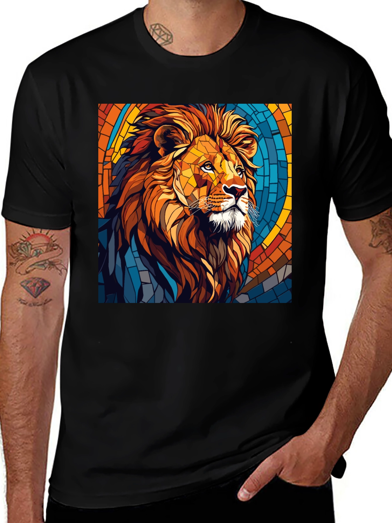 Variant 16 of Lion Art Graphic Black T-Shirt