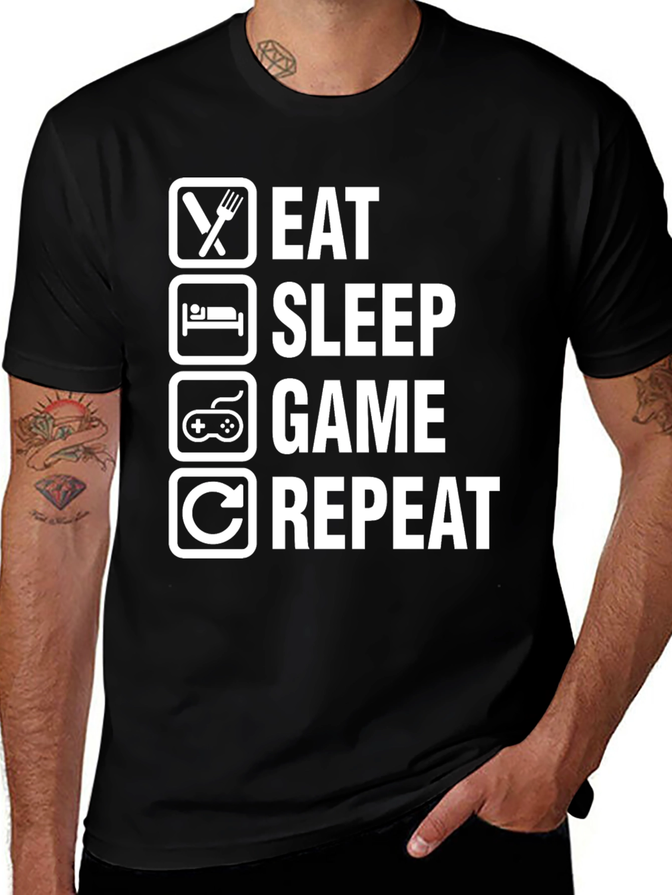 Variant 20 of Eat Sleep Game Repeat Black T-Shirt