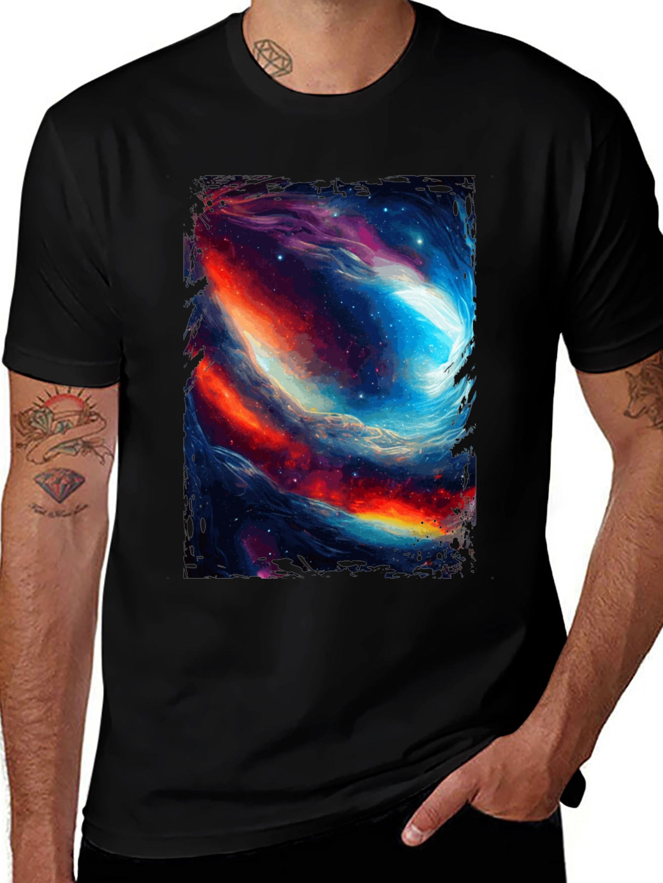 Variant 28 of Cosmic Dreams Black T-Shirt - Celestial Art
