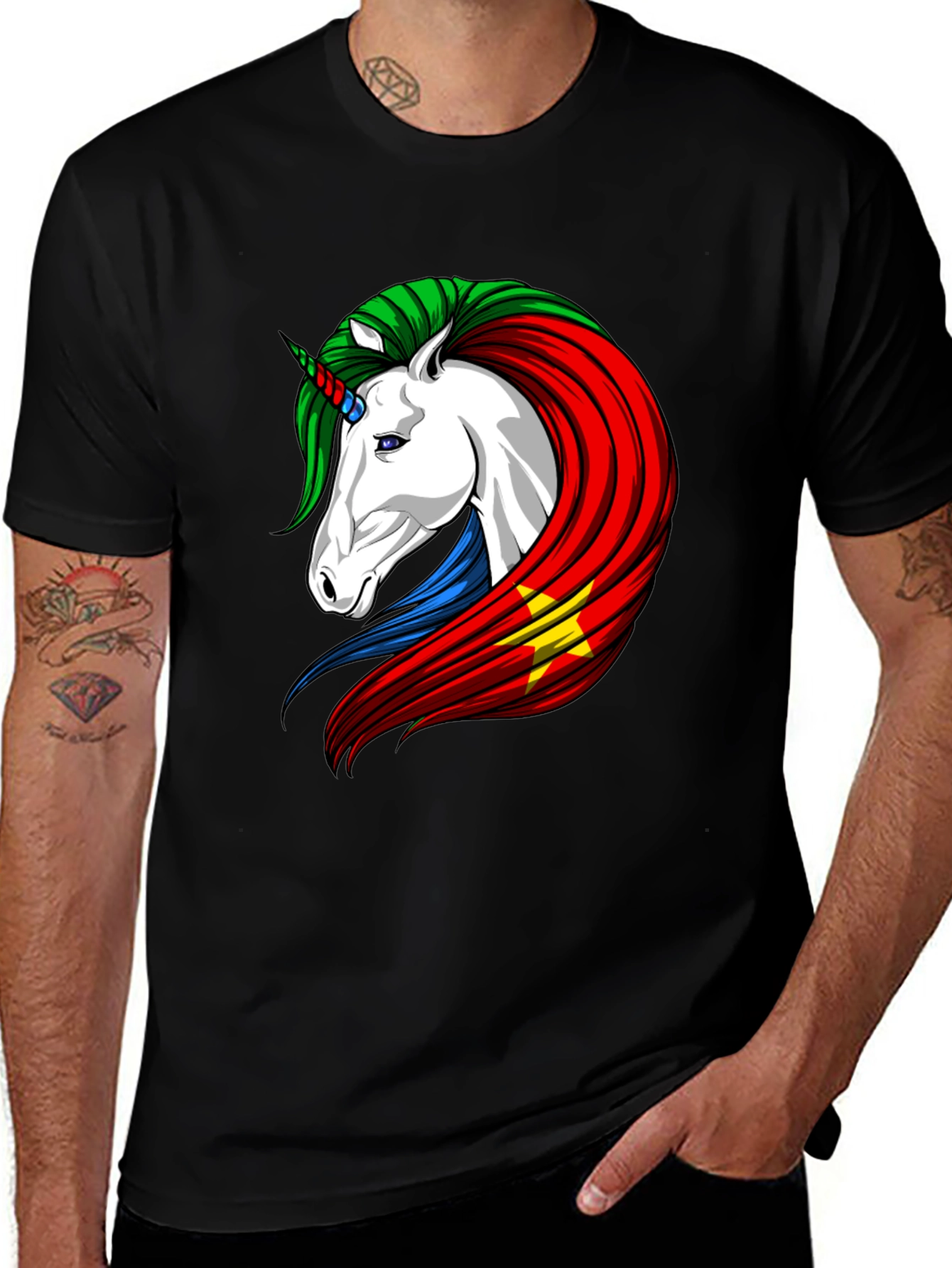 Variant 5 of Unicorn Flag Graphic Tee - Unique Design!