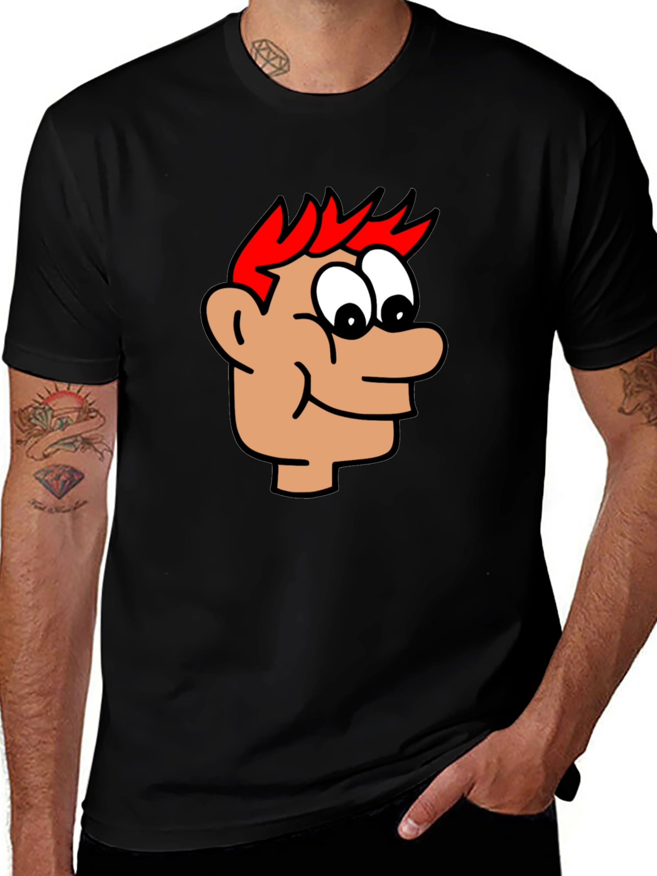 Variant 19 of Cartoon Head Black T-Shirt