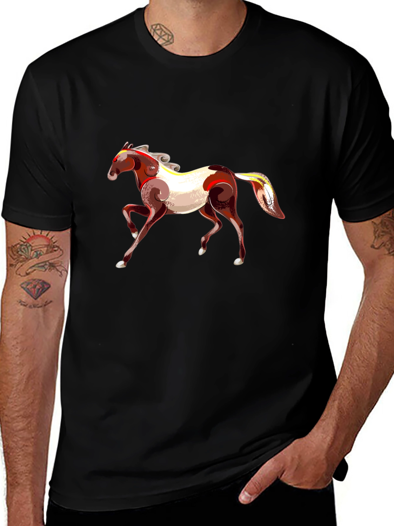 Variant 8 of Horse Graphic Black T-Shirt