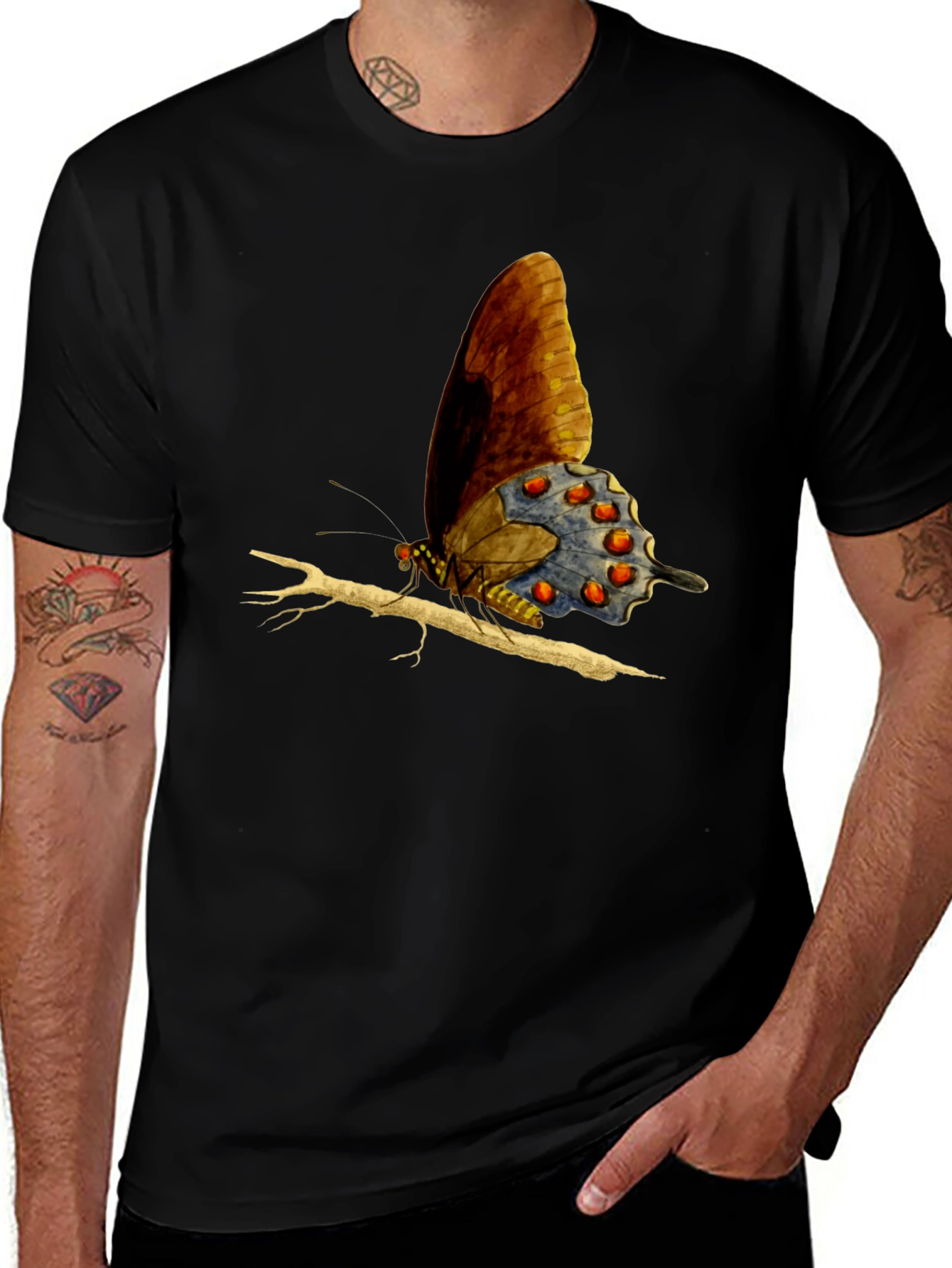 Butterfly Graphic Tee - Men's Black T-Shirt