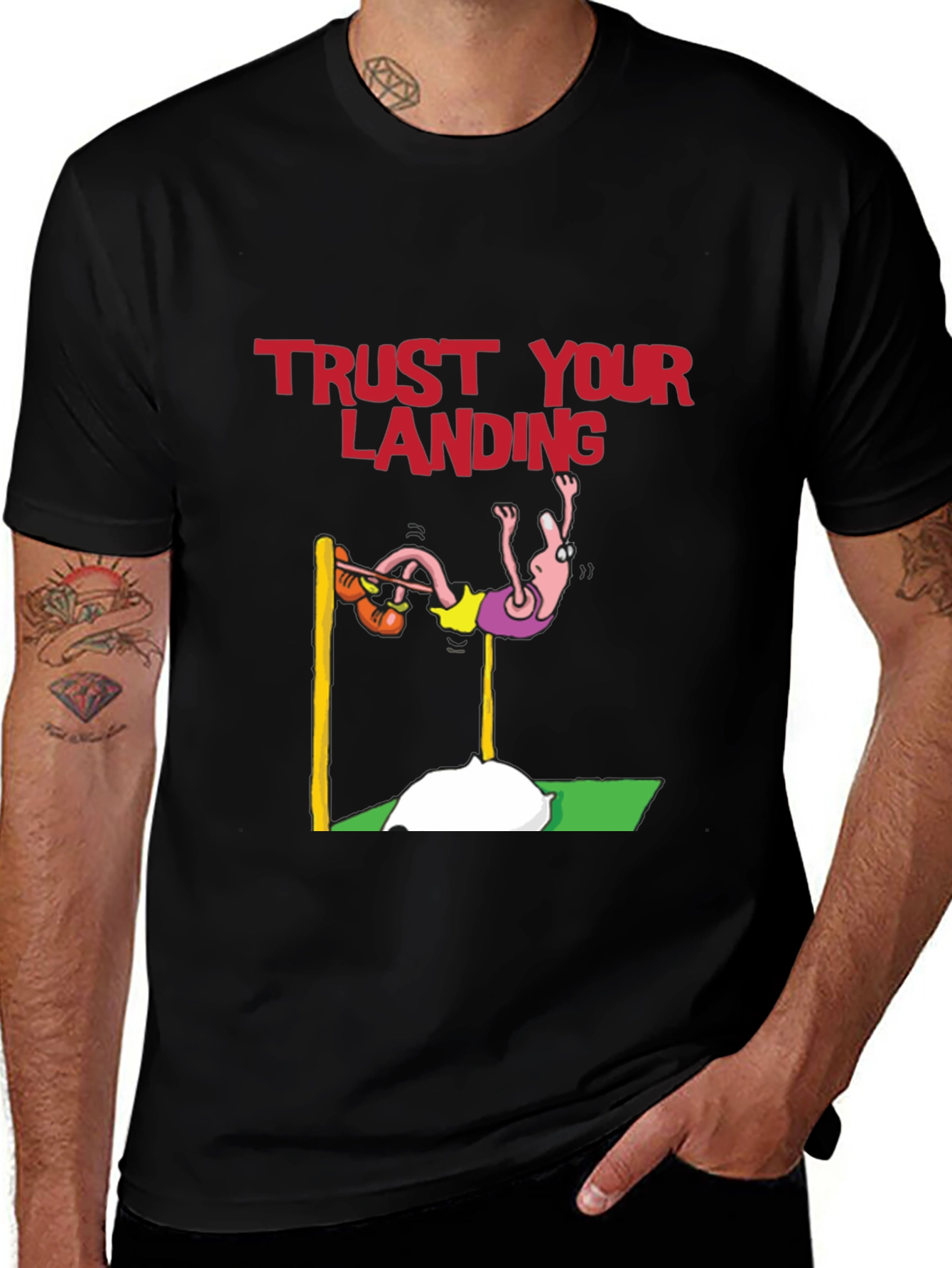 Variant 11 of Trust Your Landing Graphic T-Shirt - Black Crew Neck Tee